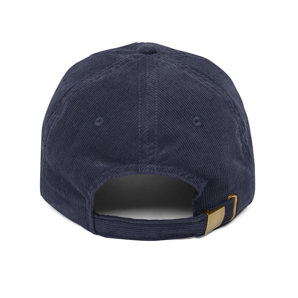 Central Park Model Sailboat Embroidered Corduroy Cap — Navy Trucker Hat
