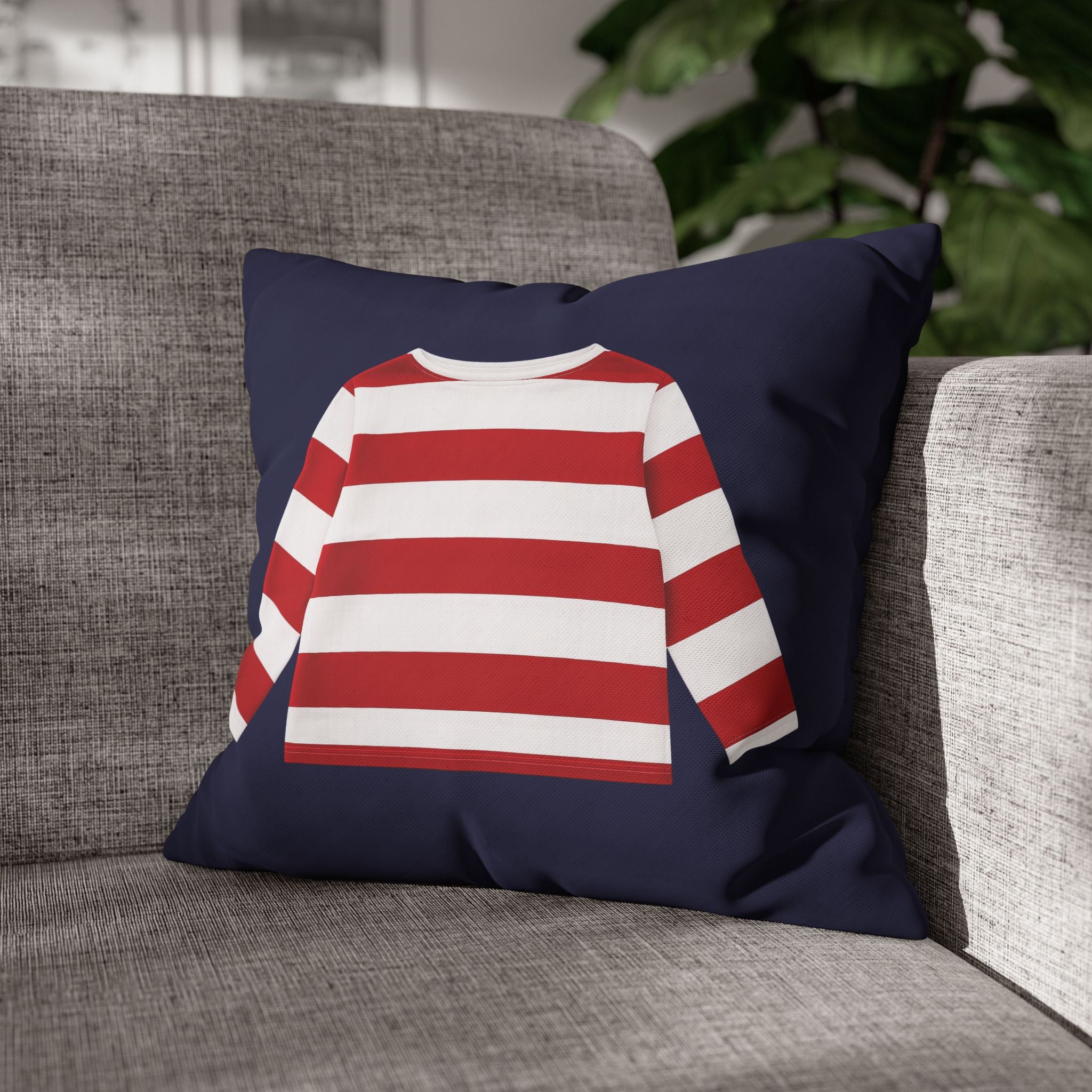 Funda de almohada Sailor Kid Breton Square de 16" x 16" – Funda de cojín decorativa azul marino (relleno no incluido)