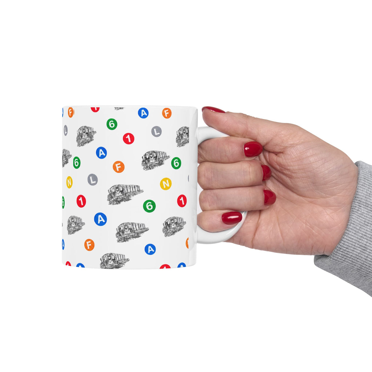 New York Subway Train Transit Icons Mug | NYC Metro Subway Pattern 11oz Coffee Tea Cup