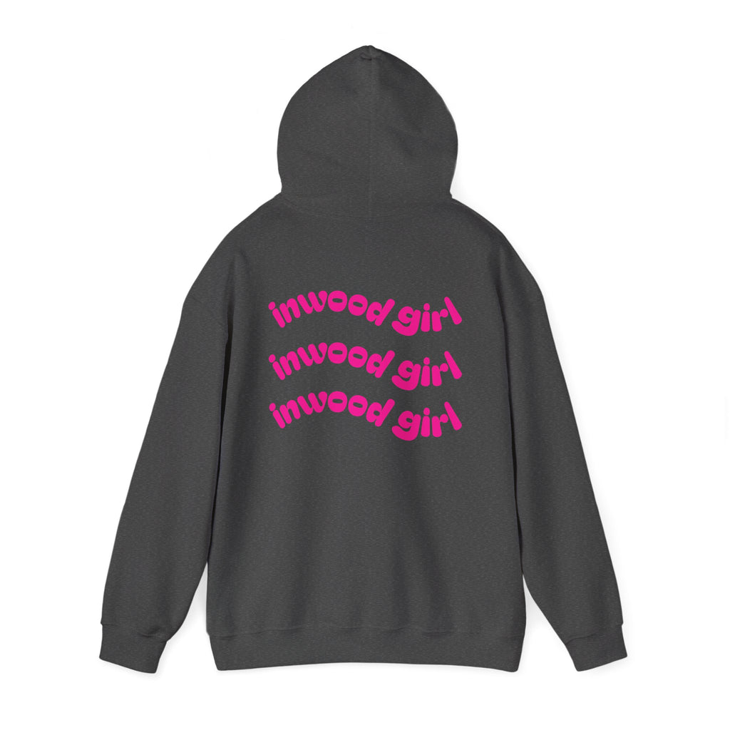 Inwood Girl Hoodie – Retro Pink Wave Back Print Hooded Sweatshirt