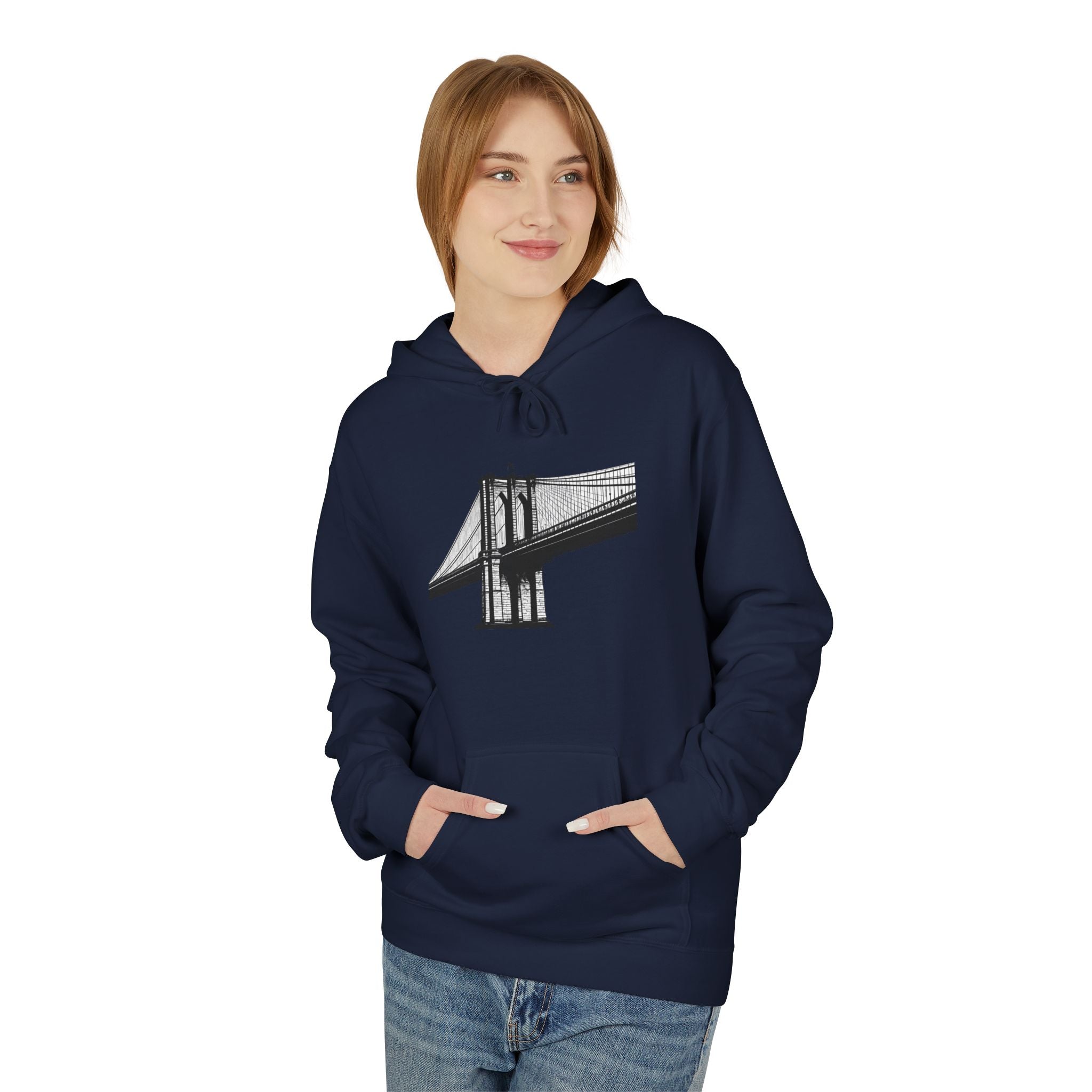 Brooklyn Bridge Sketch Hoodie — New York City Pullover Hooded Sweatshirt