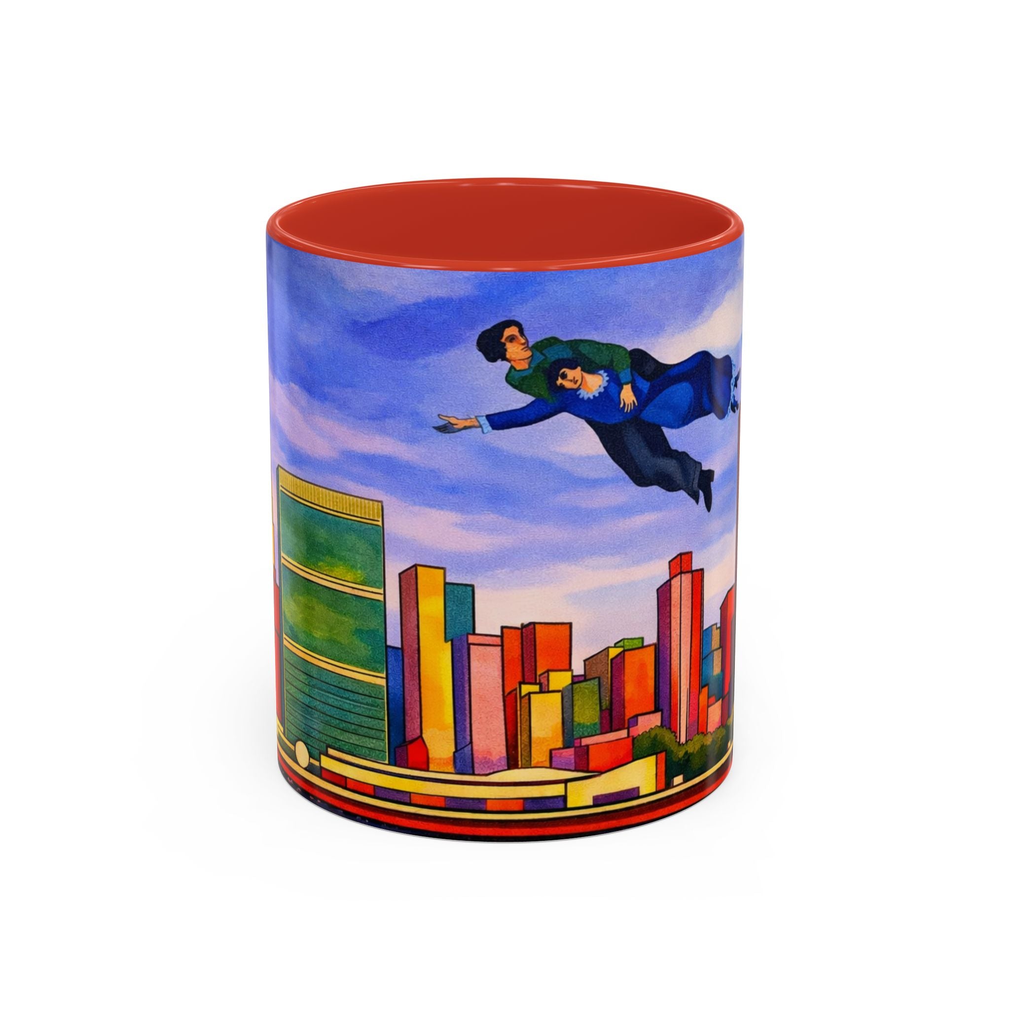 Over The Town  Marc Chagall-inspired Fan Art Manhattan Skyline NYC Accent Coffee Mug
