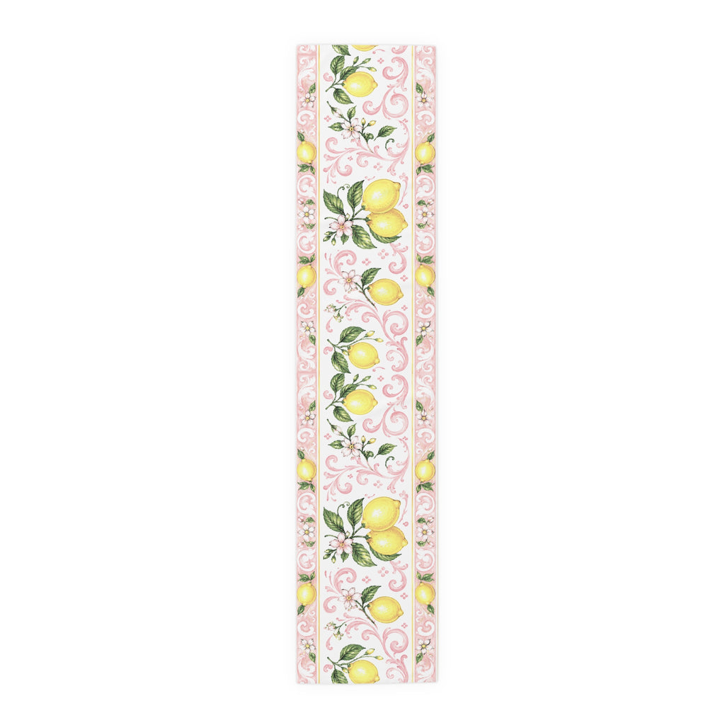 Little Italy Amalfi Pink with Lemon 4 Table Runner – Mediterranean Dining Decor