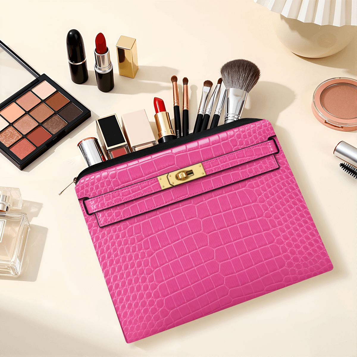 Canal Street Pink Croc Print Large Coin Purse