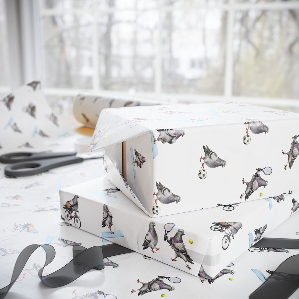 Get Well Soon NYC Pigeon Pattern Gift Wrap Paper | New York Active Lifestyle Bird Lover Wrapping Paper Roll
