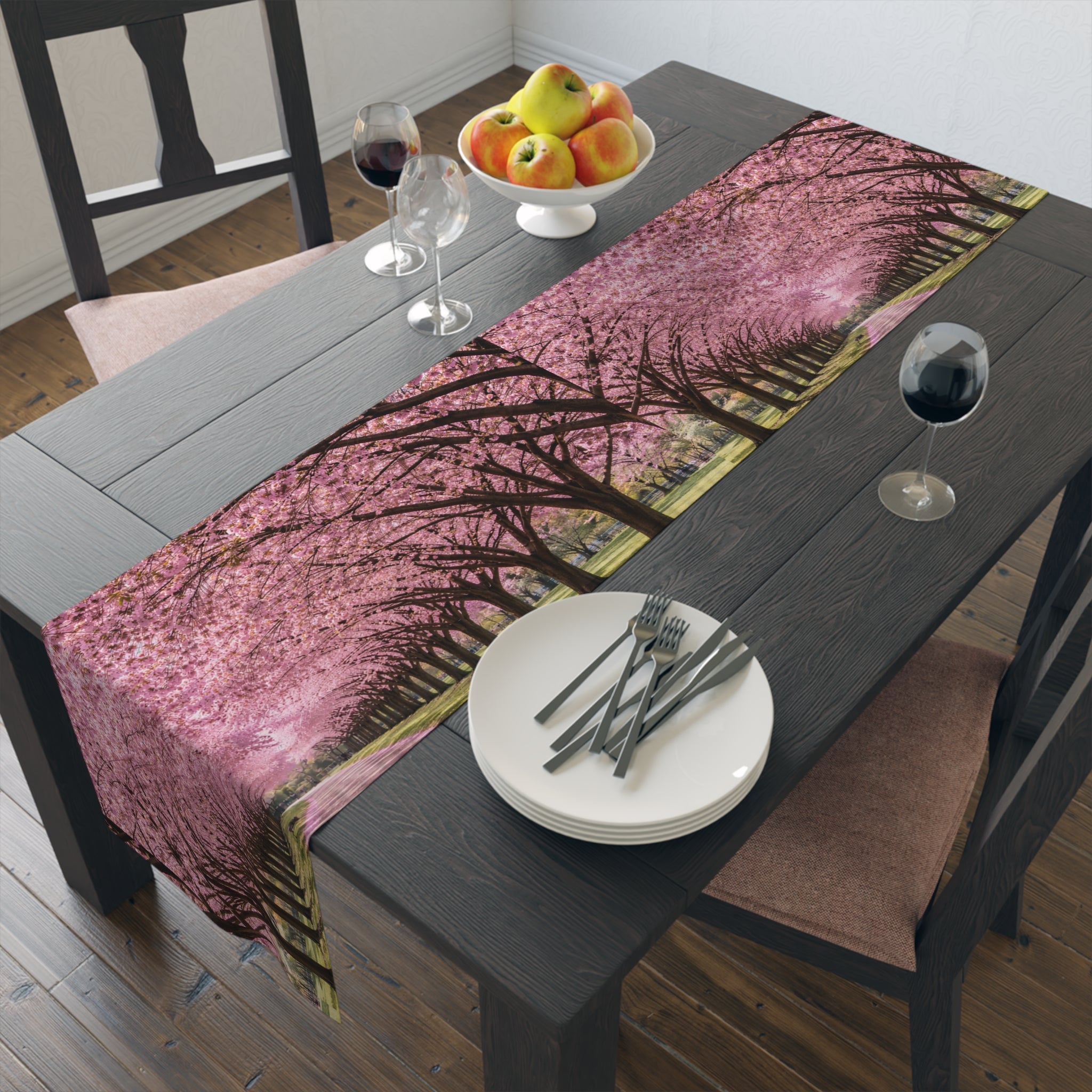 Prospect Park Cherry Blossoms Table Runner — Brooklyn Flowers Dining Table Decor