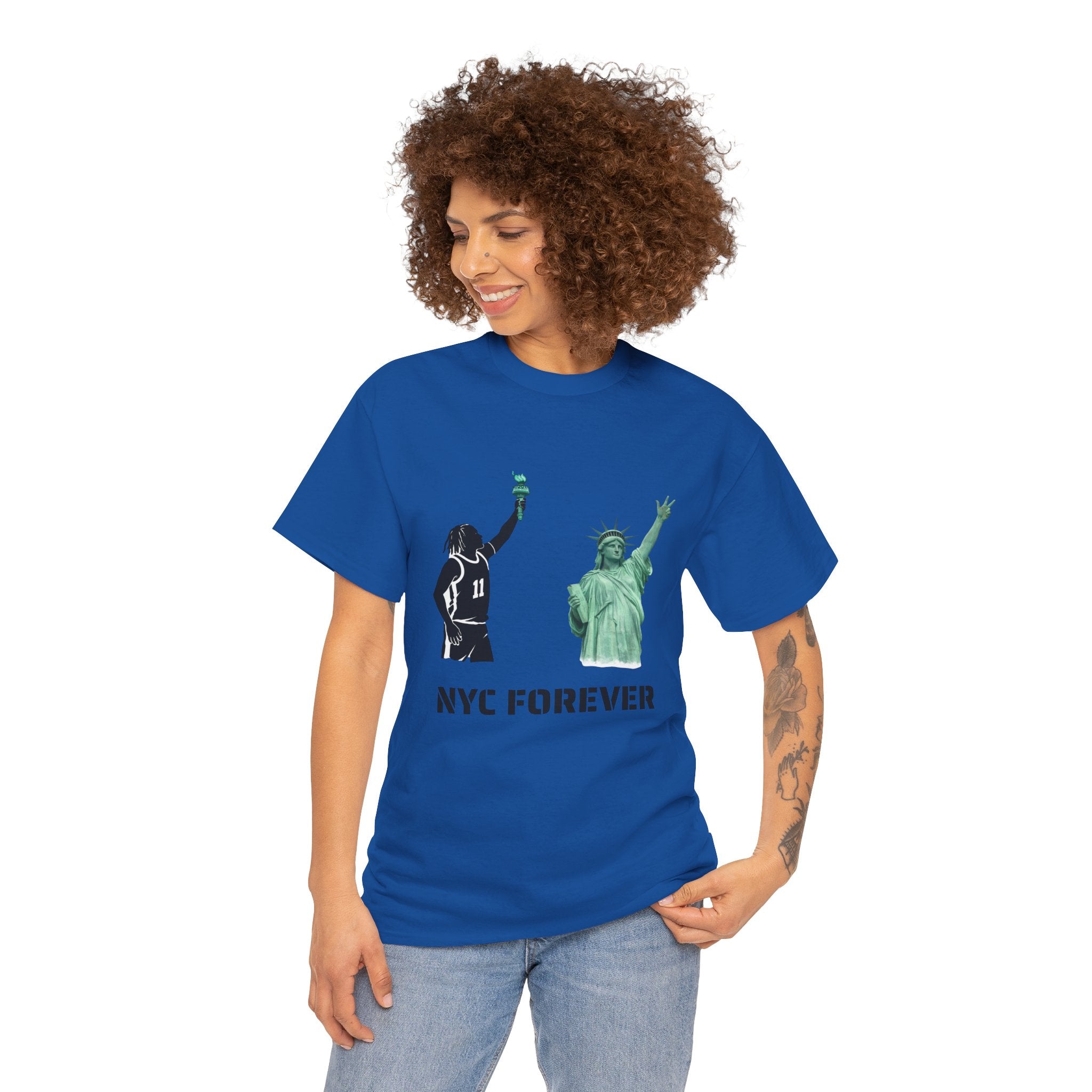 New York Forever Basketball Tee | Jalen Brunson Statue of Liberty T-Shirt