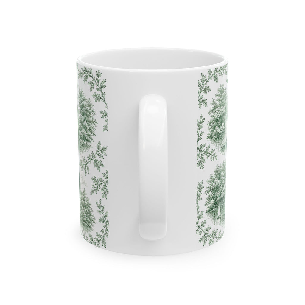 Mug en céramique Toile de Jouy verte Central Park | Tasse à café chinoiserie NYC
