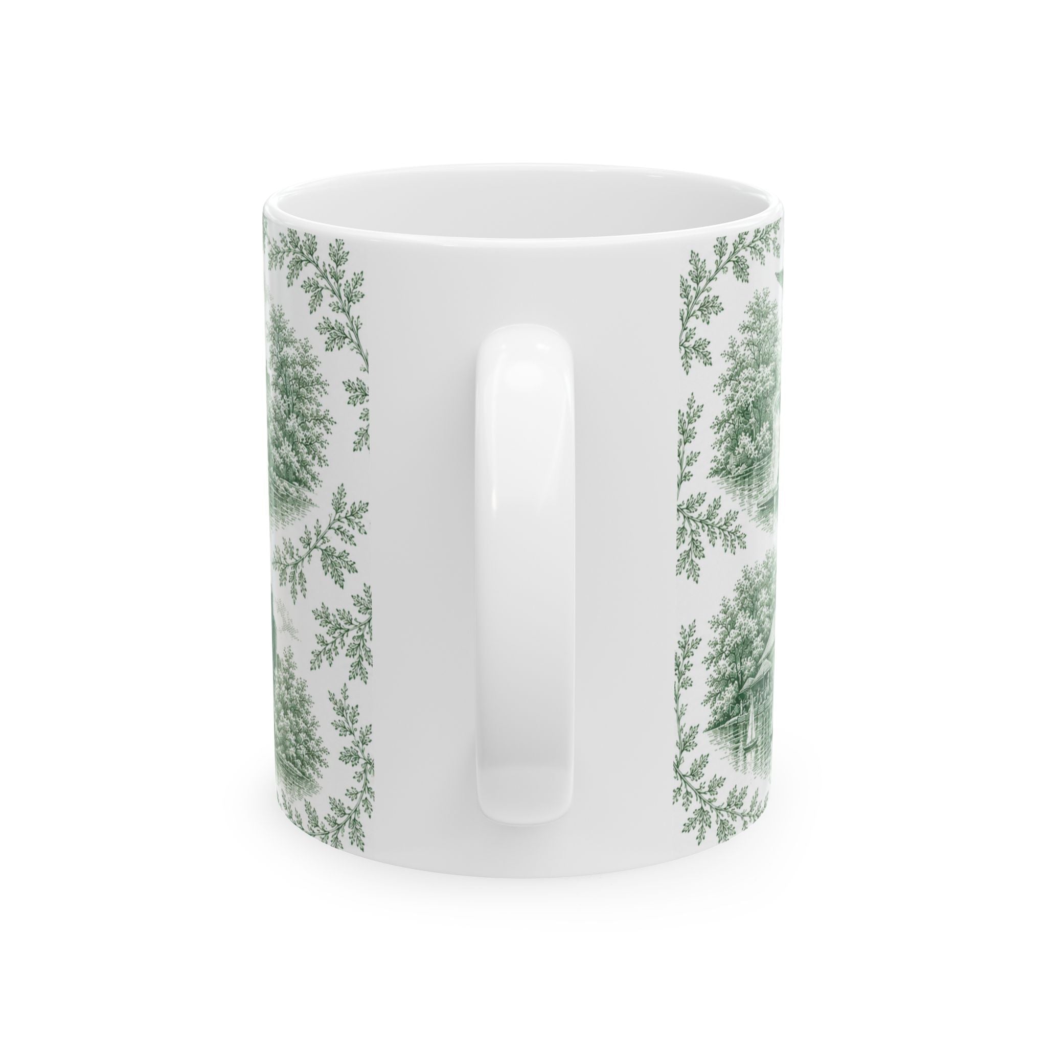 Central Park Green Toile de Jouy Mug | NYC Chinoiserie Ceramic Coffee Cup