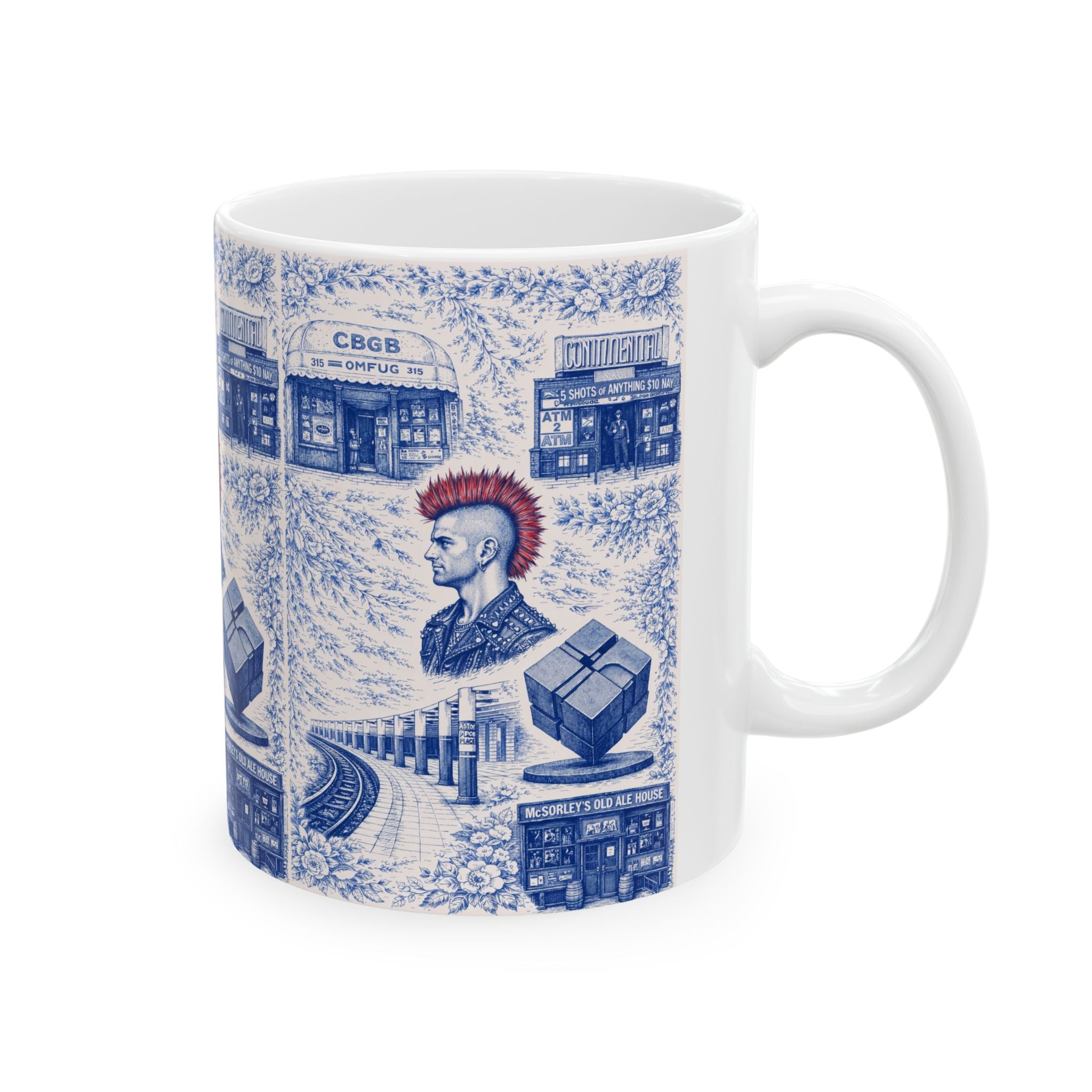 Historic East Village Blue and White Toile de Jouy Mug | NYC Chinoiserie Ceramic Mug