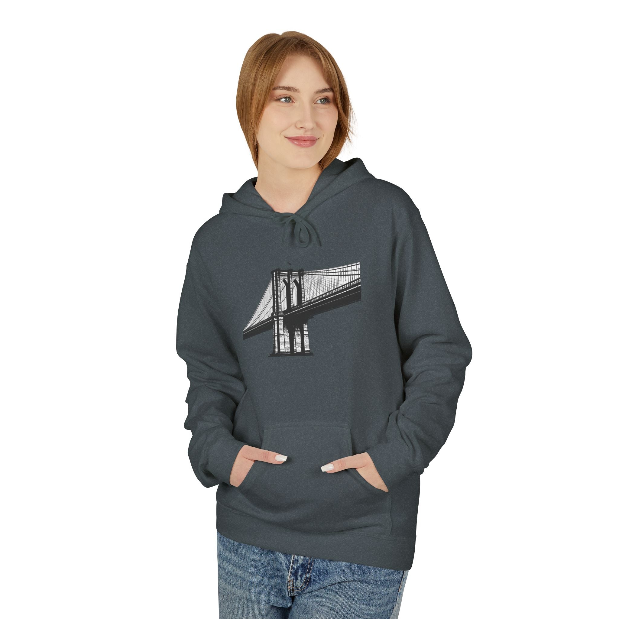 Brooklyn Bridge Sketch Hoodie — New York City Pullover Hooded Sweatshirt