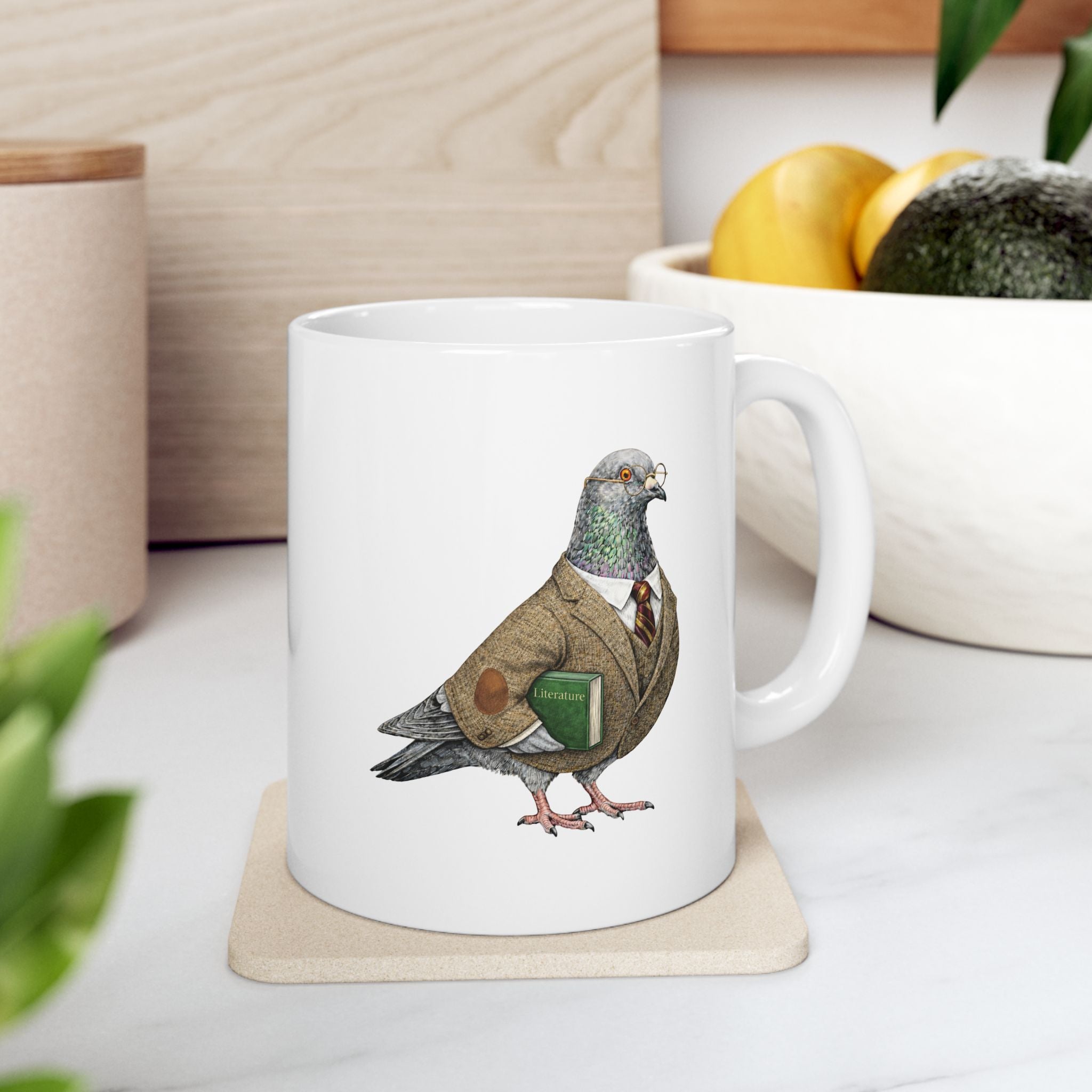 Customizable Morningside Heights NYC Pigeon Mug | New York Professor Bird Lovers Teacher's Gift Ceramic Coffee Cup