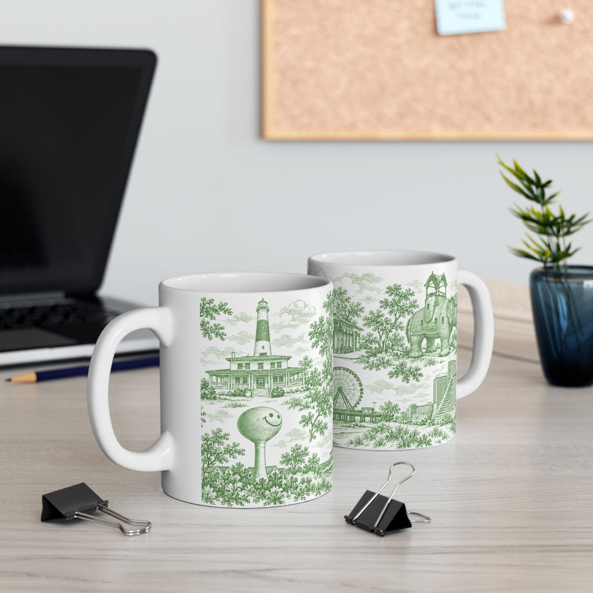 Atlantic City Green Toile de Jouy 11oz Mug