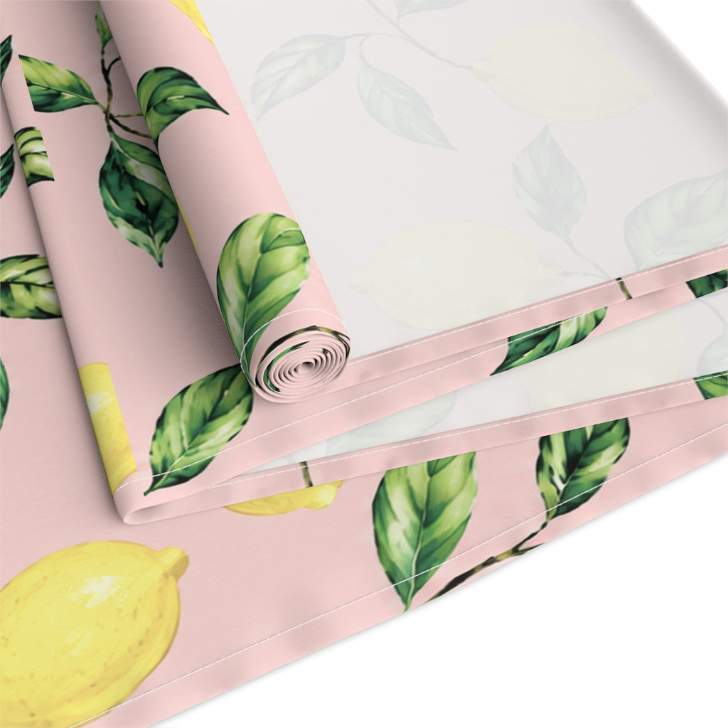Little Italy Amalfi Pink with Lemon Table Runner – Mediterranean Dining Decor