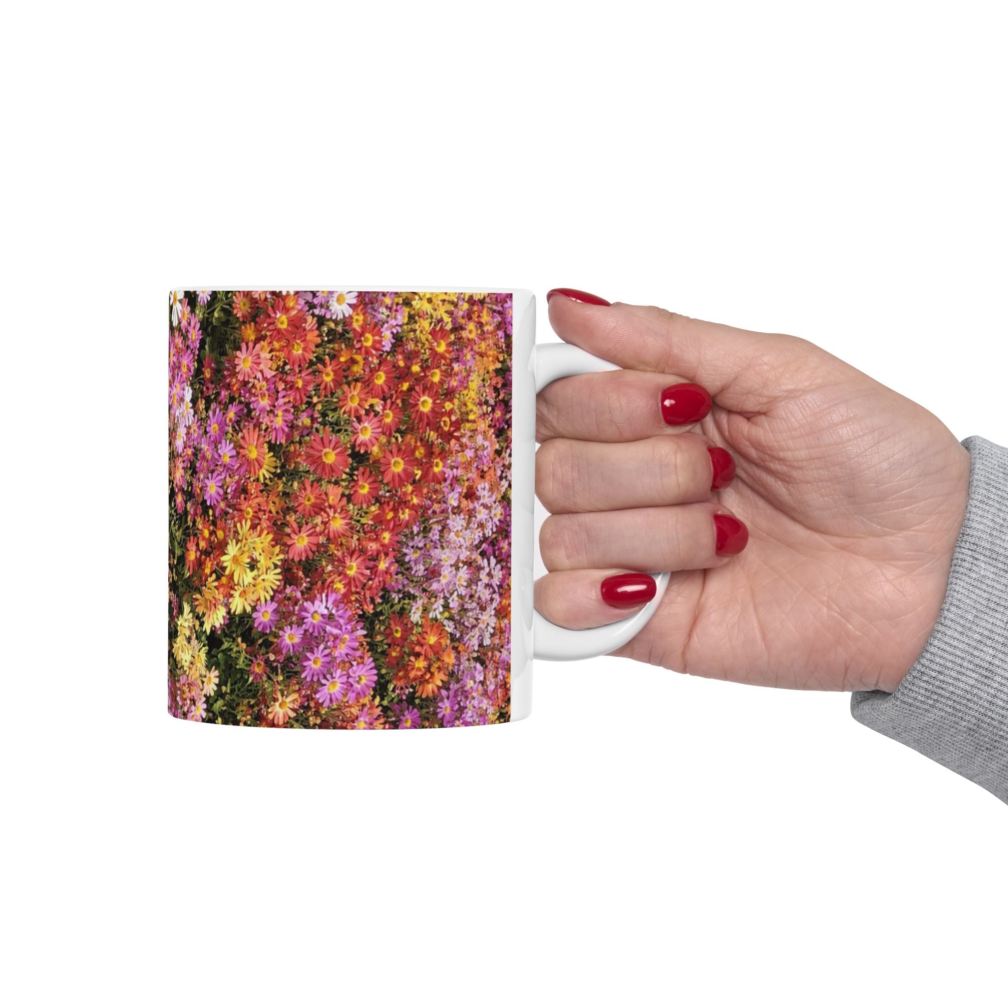 Central Park Korean Chrysanthemum Flowers Mug | Floral Ceramic Coffee Cup