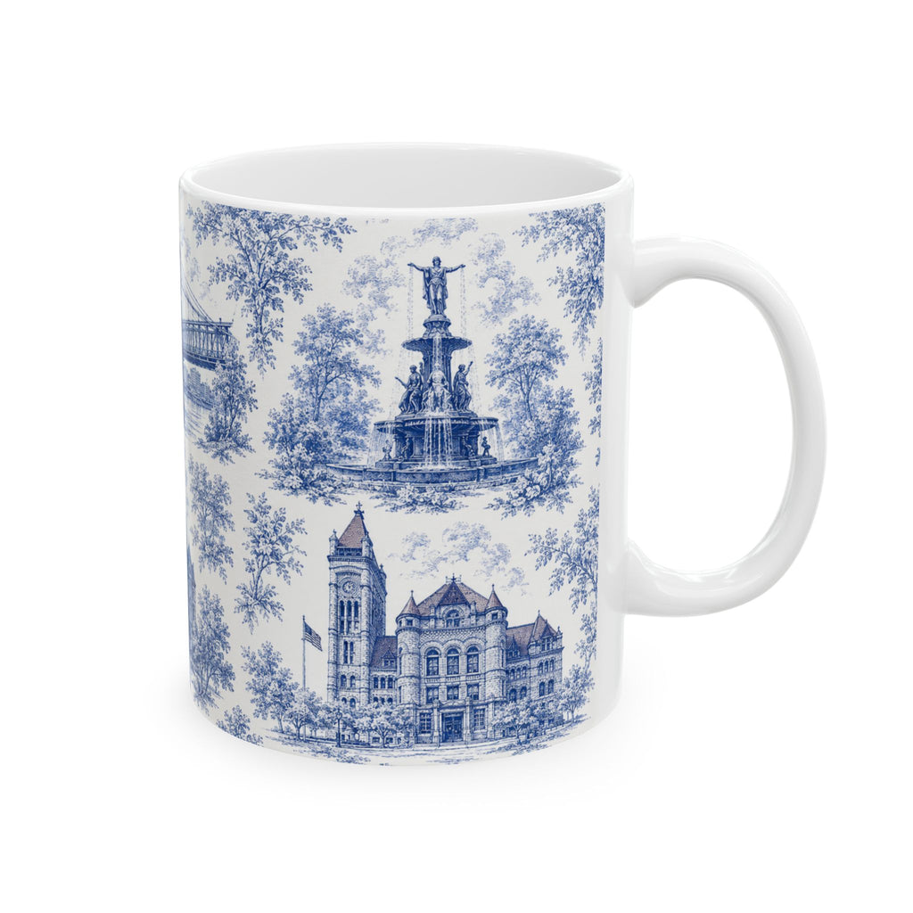 Cincinnati Blue Toile de Jouy Ceramic Mug — Coffee mug 11oz