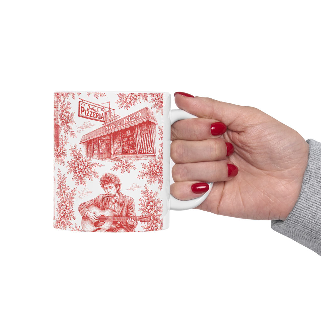 Greenwich Village Red Toile de Jouy Mug | NYC Chinoiserie Ceramic Coffee Cup