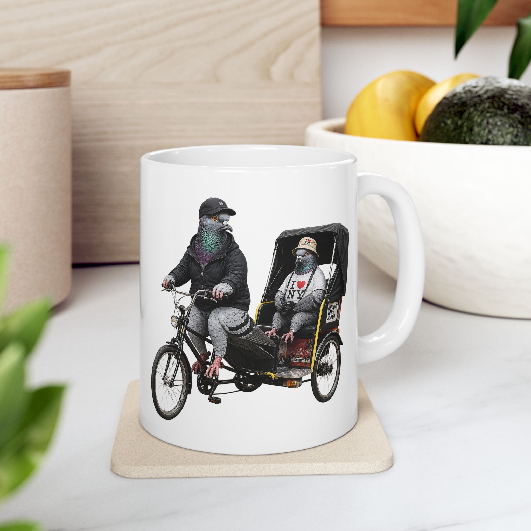 Customizable Times Square NYC Pigeon Mug | New York Bird Lovers Ceramic Coffee Cup
