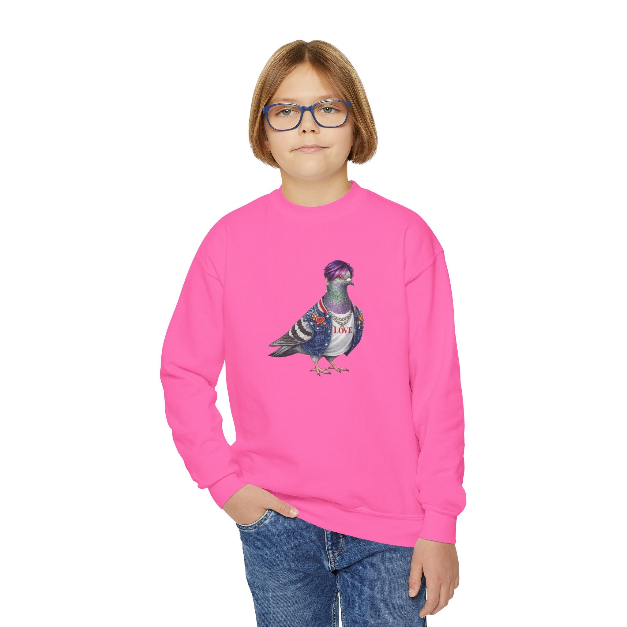 Sudadera de cuello redondo para niños con paloma de Koreatown, Nueva York, personalizable, para niños, suéter de pájaro para amantes de KPop de Nueva York