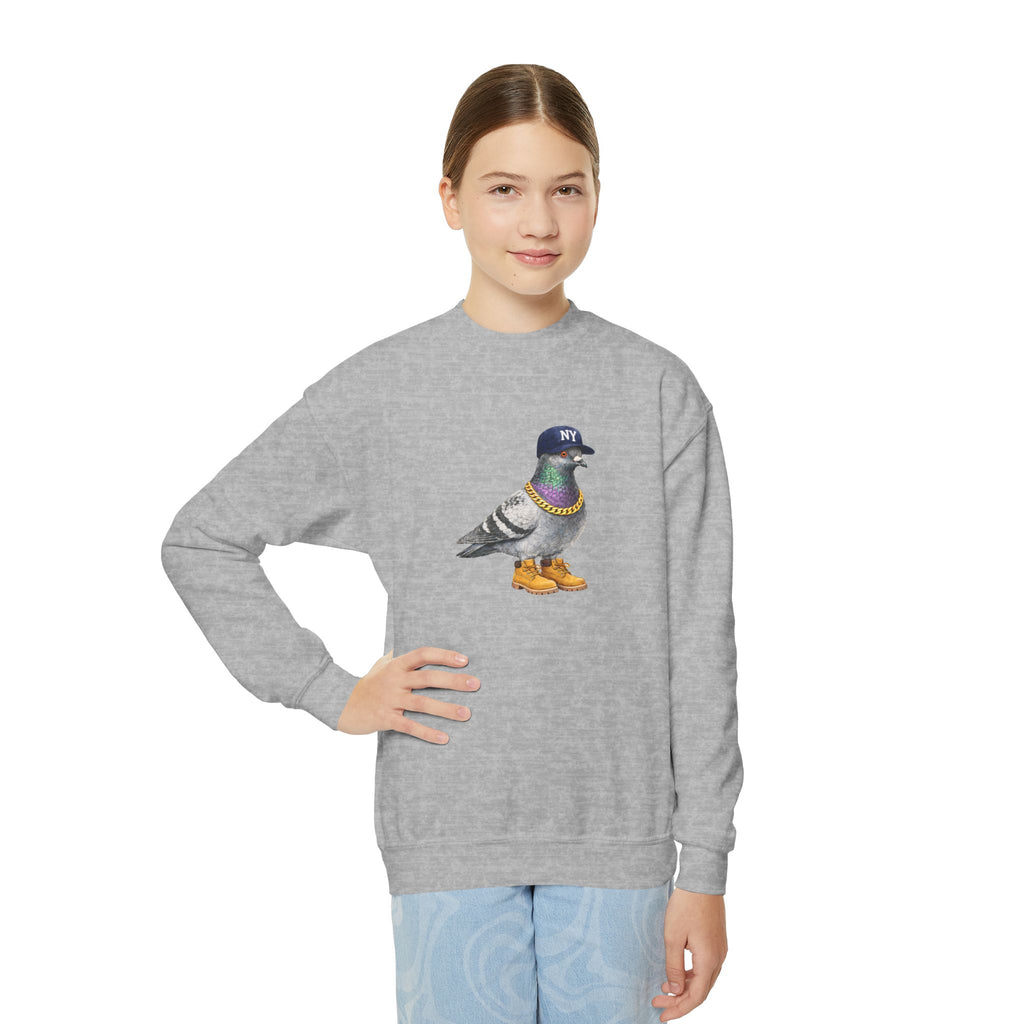 Customizable Bronx NYC Pigeon NYC Kids Crewneck Sweatshirt    New York Baseball Fan Bird Lover Childrens Sweater