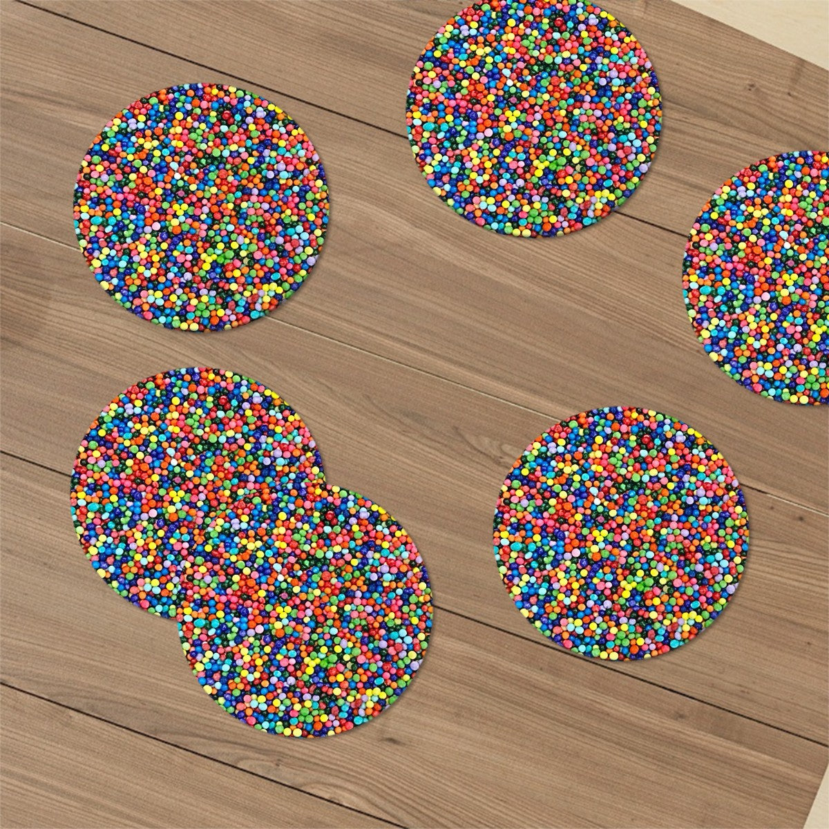Dot Cake Sprinkles Round Ceramic Coasters Set of Six