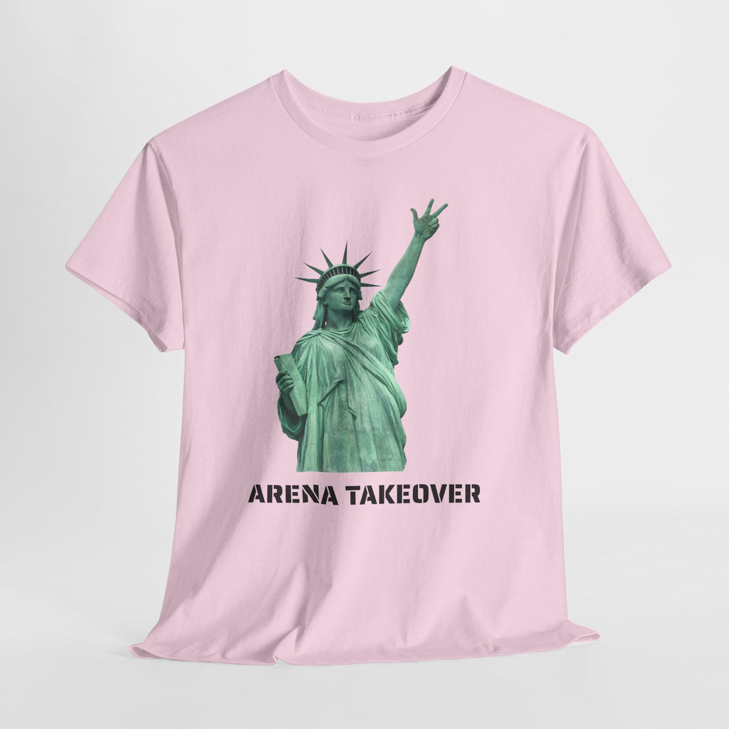 Arena Takeover Statue of Liberty Three Points T-Shirt | NYC Jalen Brunson Basketball 3 Point Shot Tee