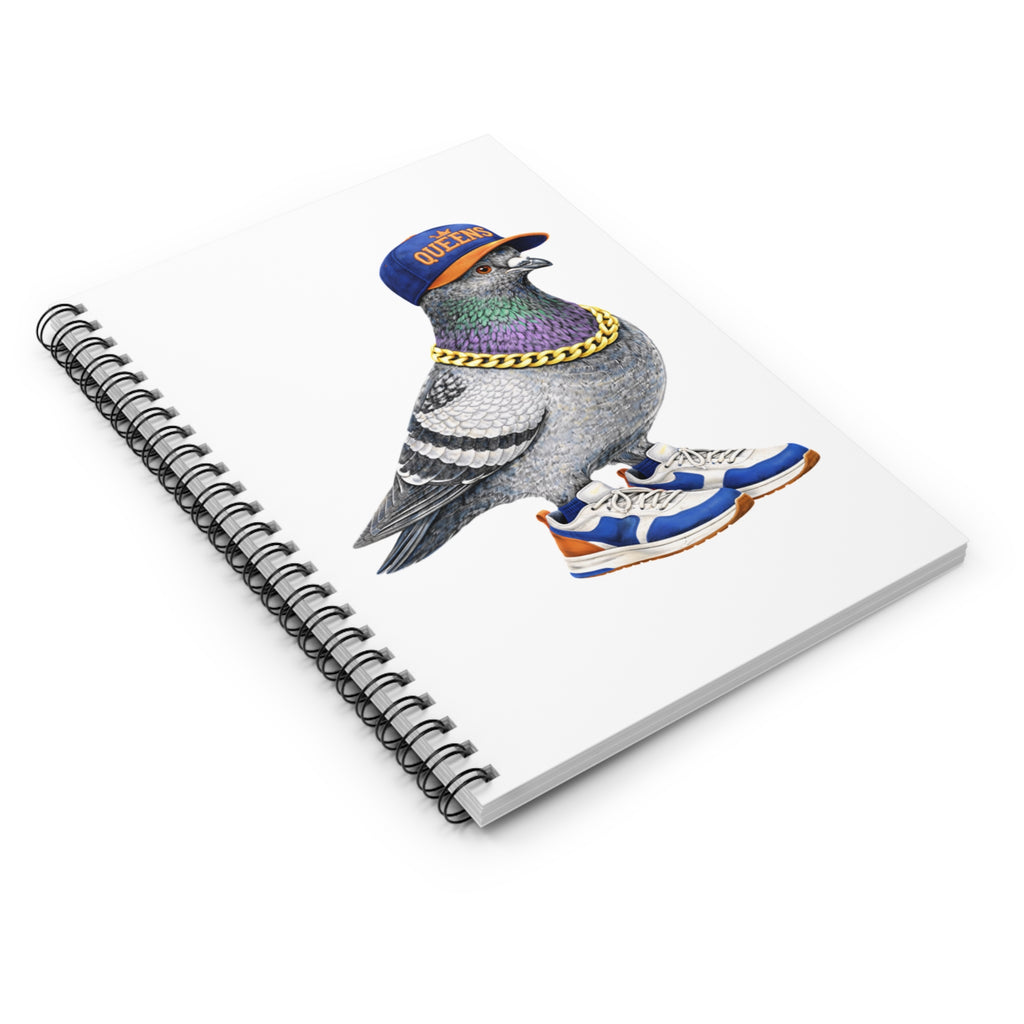 Customizable Queens NYC Pigeon Spiral Journal | New York Baseball Fan Bird Lovers Notebook