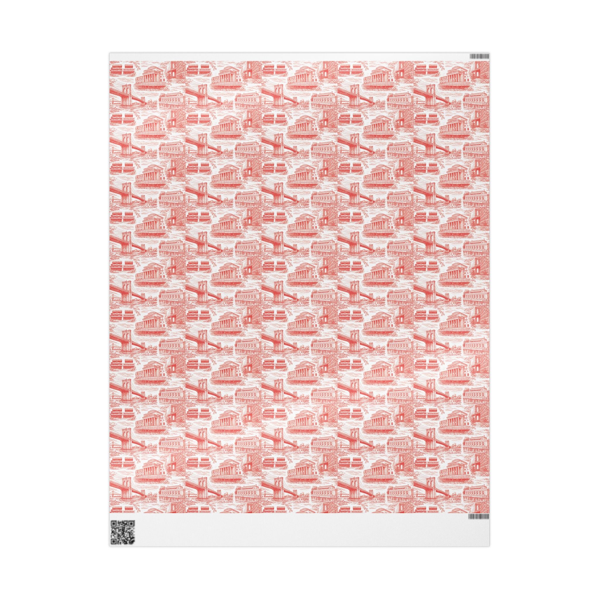 Brooklyn NYC Red Toile Gift Wrapping Papers   Chinoiserie New York City Gift Wrap Brooklyn Bridge Prospect Park Junior's DUMBO Museum