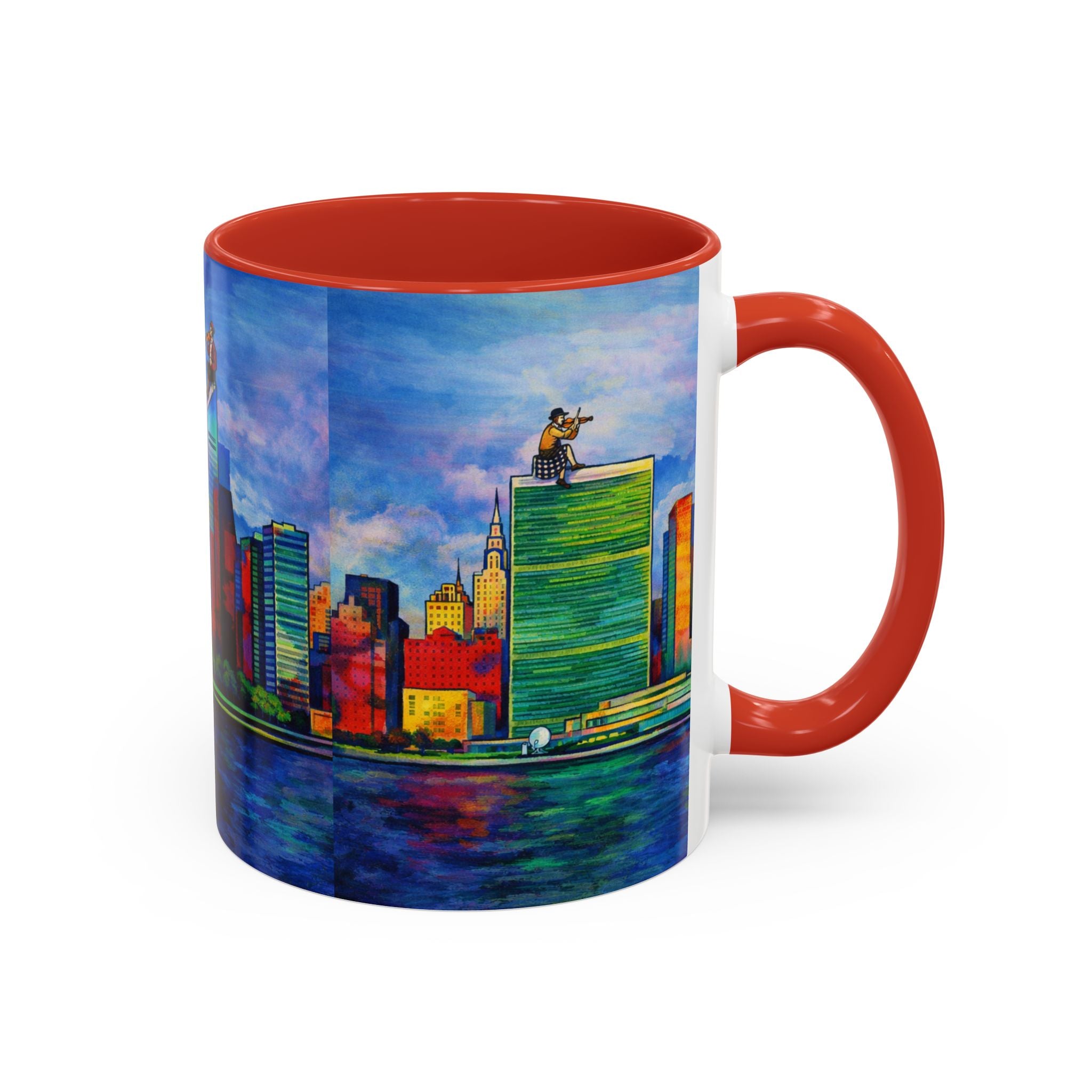 Fiddler on the Manhattan Roof  Marc Chagall-inspired Fan Art NYC Accent Coffee Mug