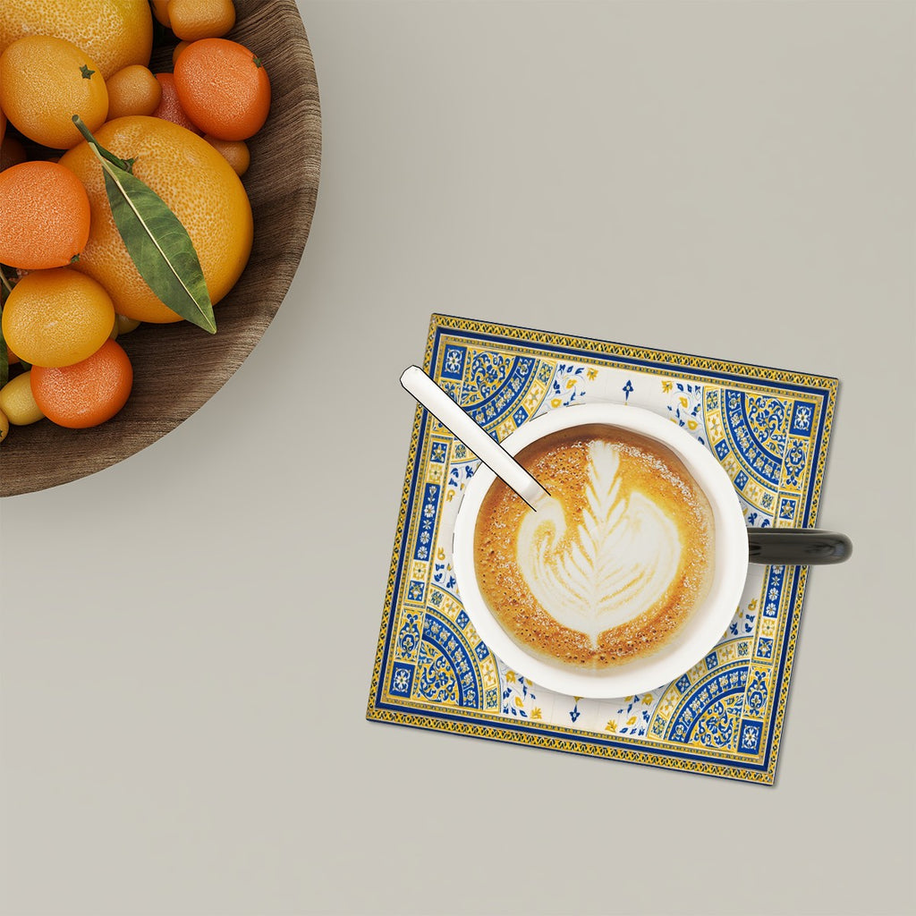 Central Park Bethesda Terrace Arcade Minton Azulejos Tile-Style 6 piece Square Coaster Set