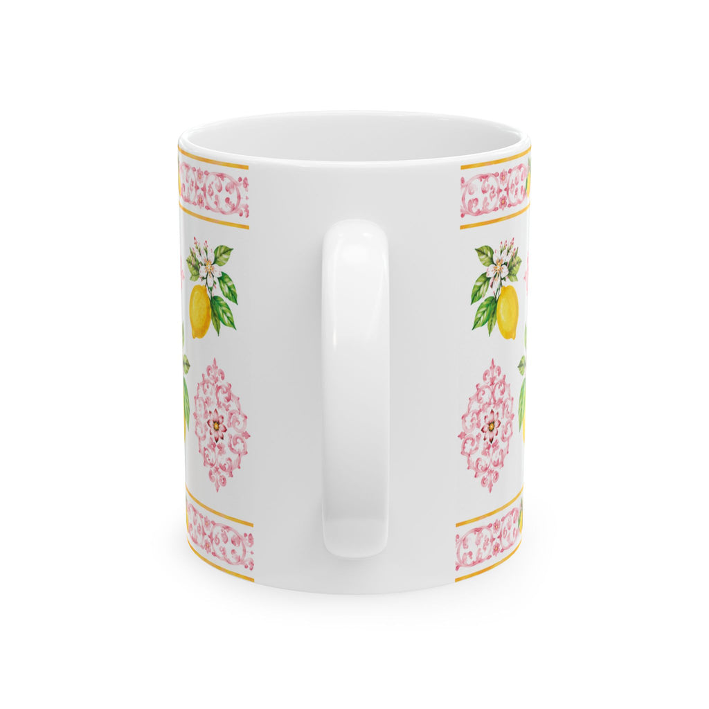 Little Italy Amalfi Pink with Lemon 3 Mug — Italian Mediterranean Pattern Coffee Cup (11oz)