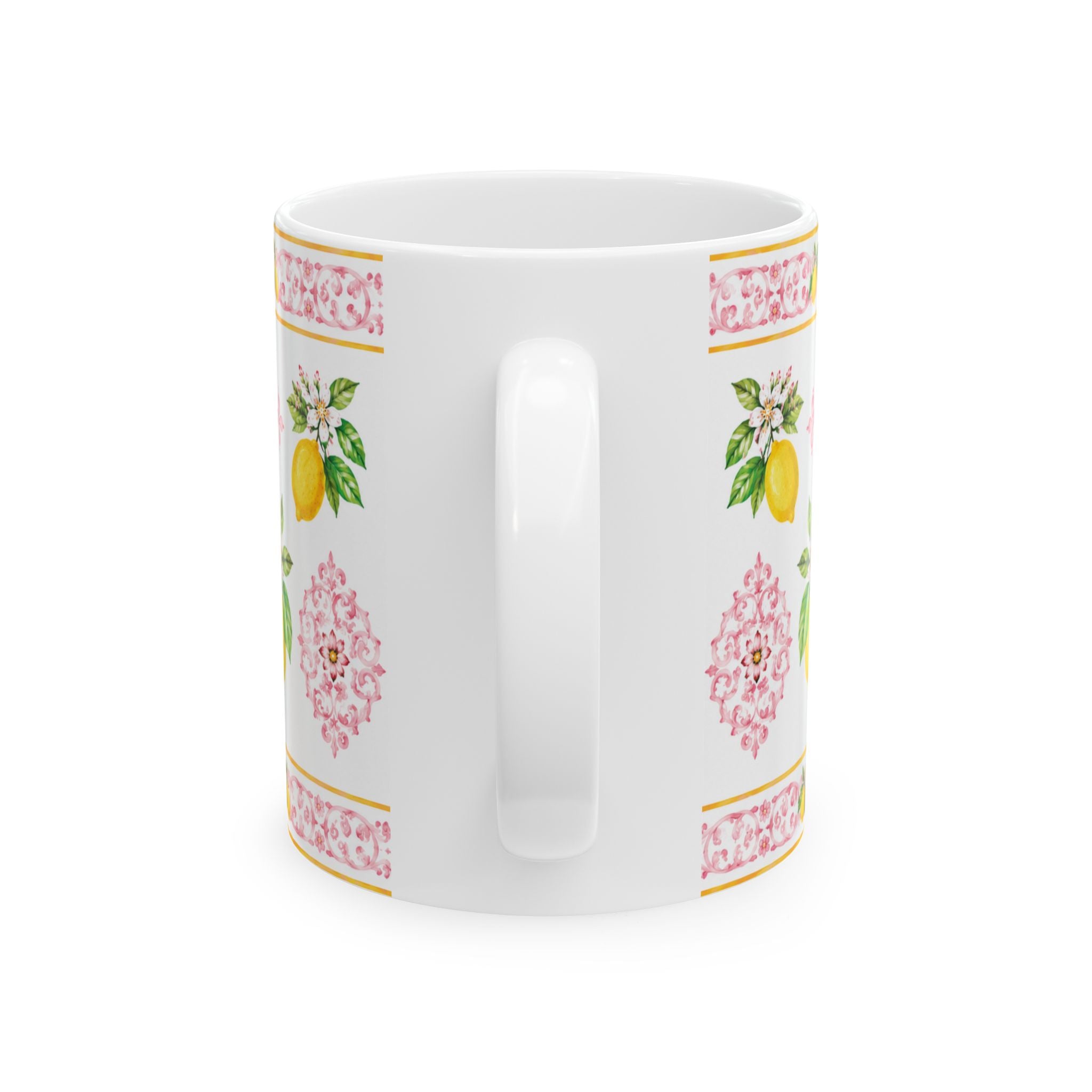 Little Italy Amalfi Pink with Lemon 3 Mug — Italian Mediterranean Pattern Coffee Cup (11oz)