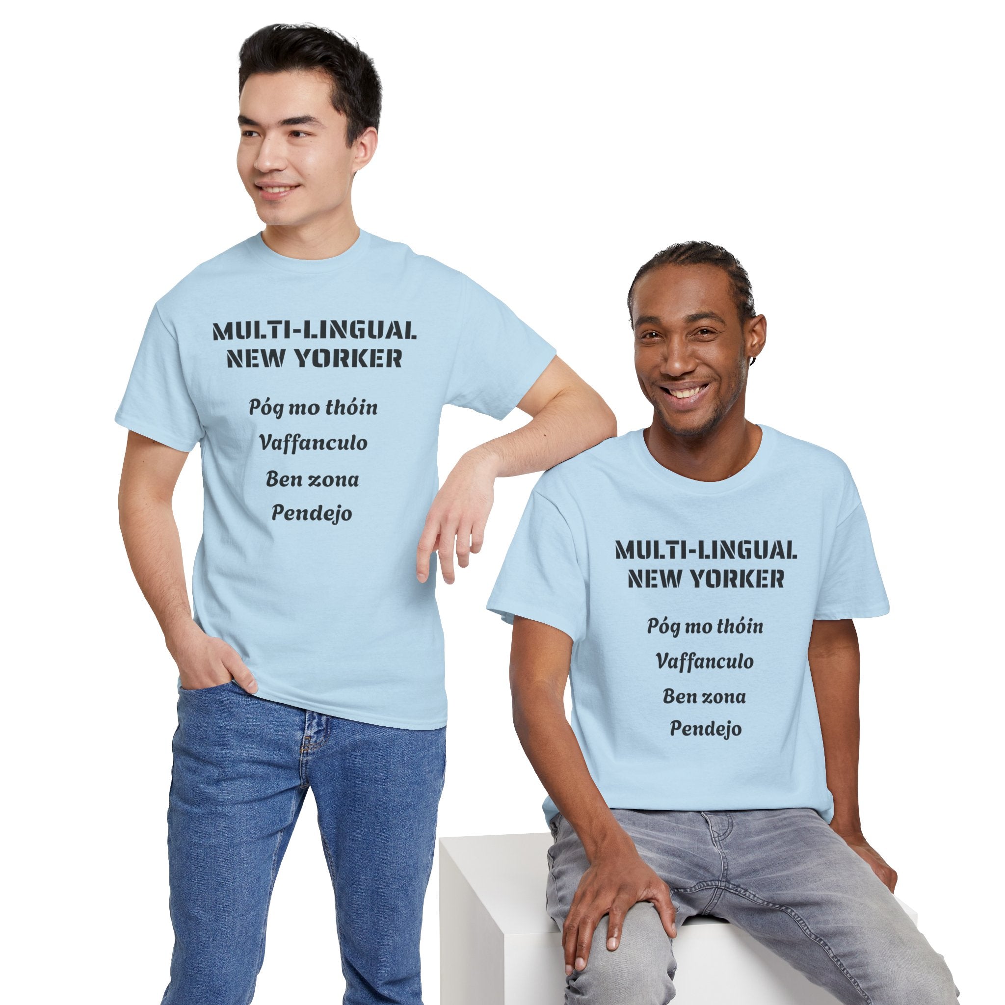 Multi-lingual New Yorker T-Shirt   NYC Polygot Linguist Gag Gift Tee