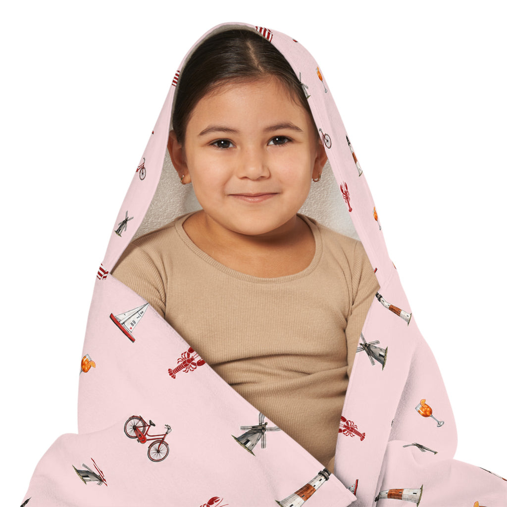 Icons of the Hamptons Pink Hooded Kids Towel —  Childrens Towel
