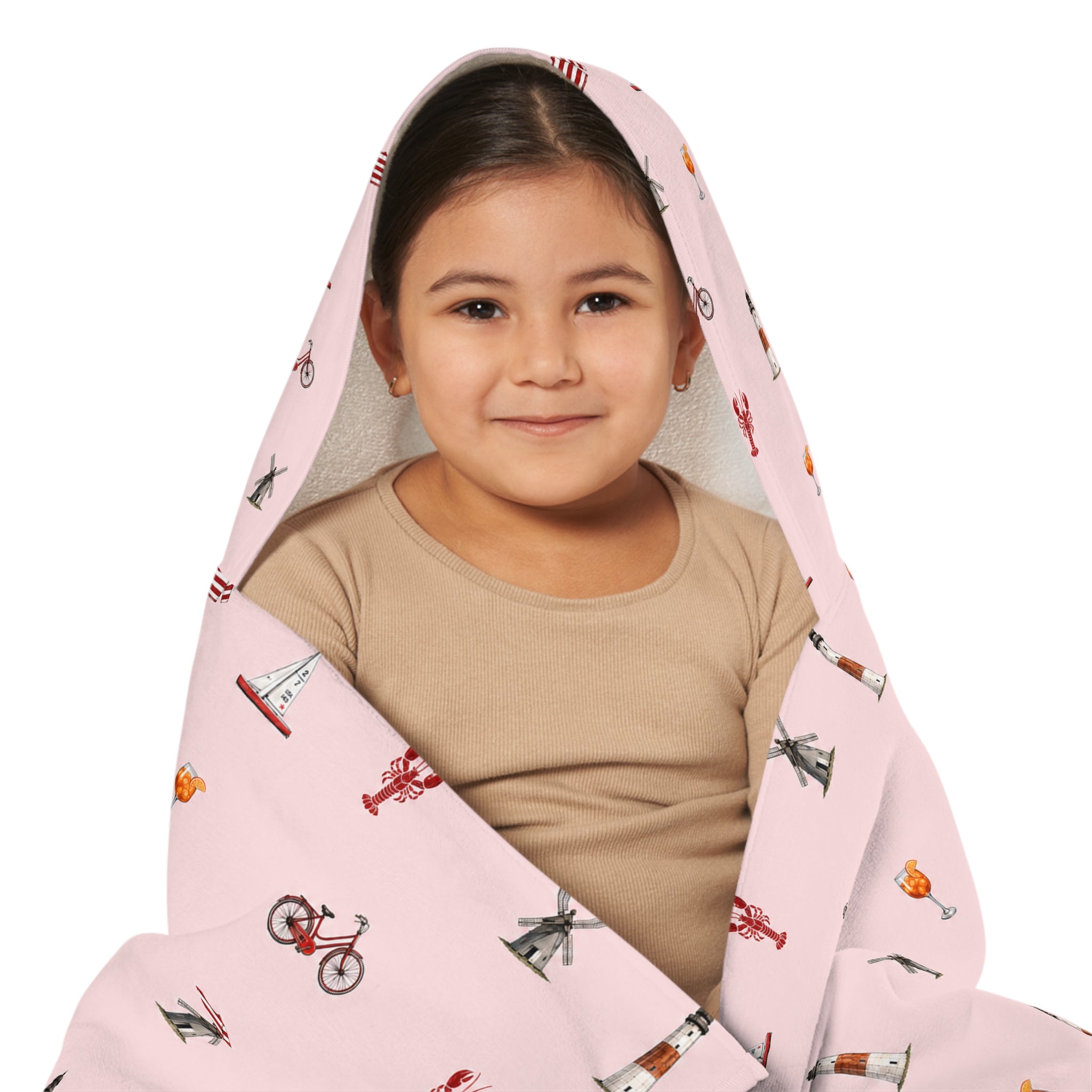 Icons of the Hamptons Pink Hooded Kids Towel —  Childrens Towel