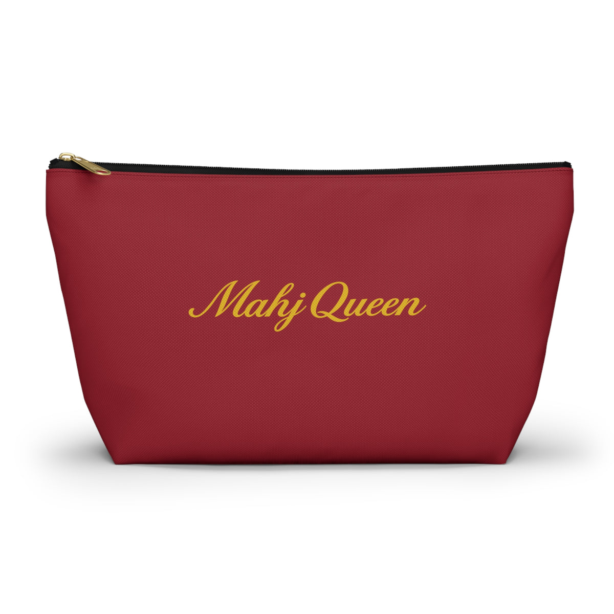 Maroon Mahj Queen Tile Bag  — Red T‑Bottom Makeup & Accessory Pouch