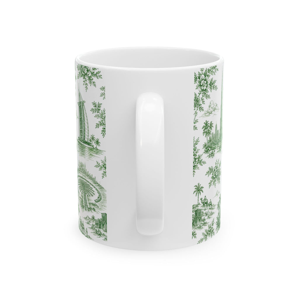 Dubai Green Toile de Jouy Ceramic Mug — Ceramic 11oz Coffee Cup