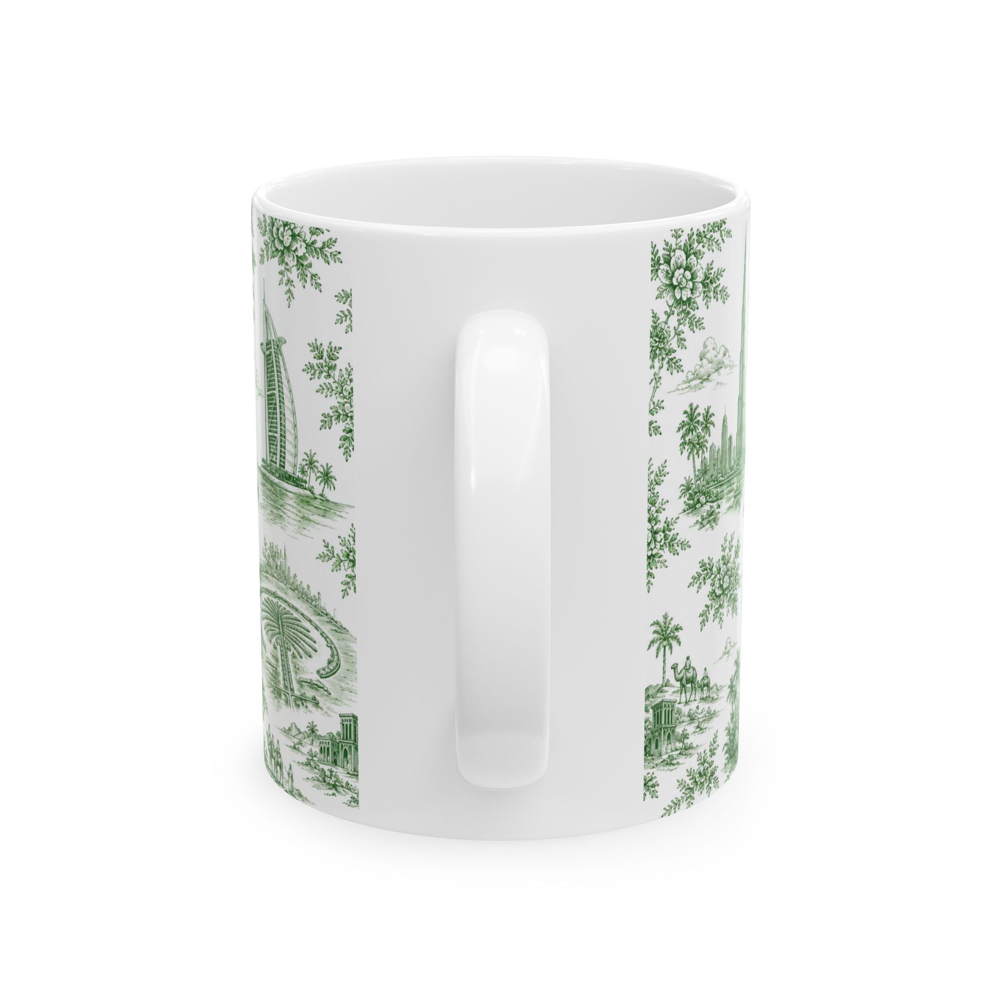 Dubai Green Toile de Jouy Ceramic Mug — Ceramic 11oz Coffee Cup