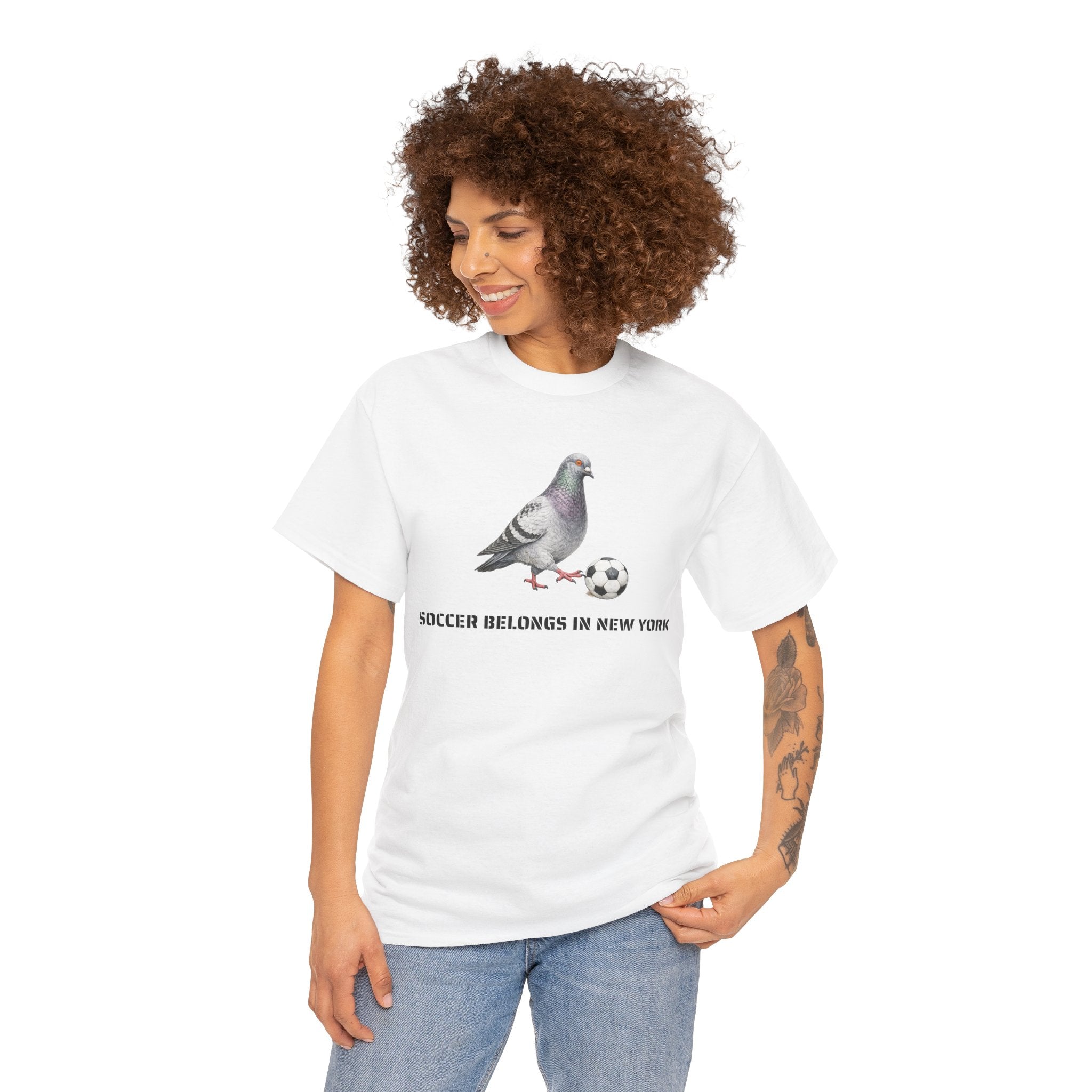 Customizable Corona NYC Pigeon Soccer Belongs in New York T-Shirt | Soccer Player Tee
