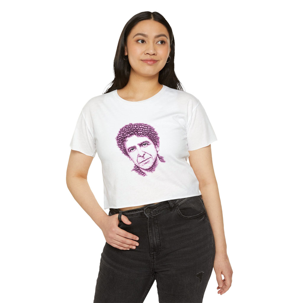 Bowtie Leonard Cohen Crop Top T-shirt   Music Tee