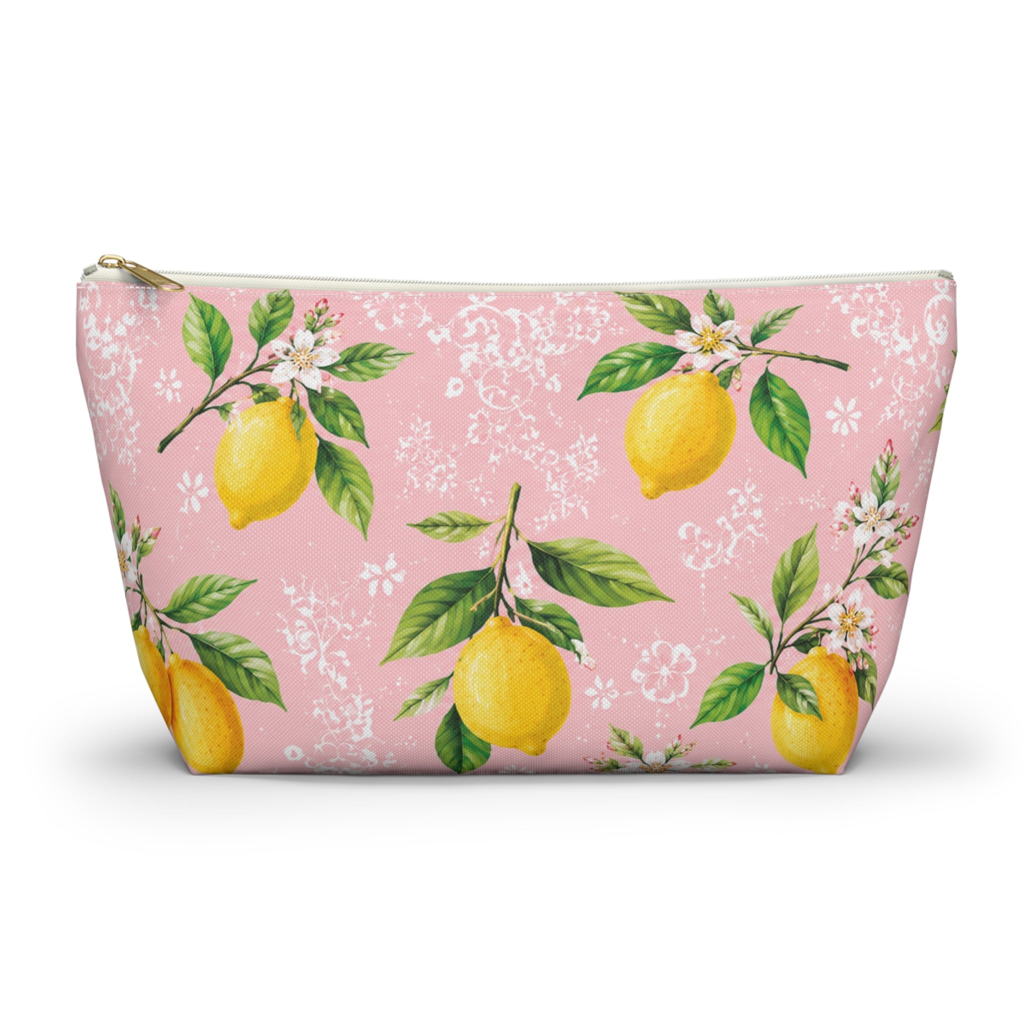 Little Italy Amalfi Pink and White with Lemon Makeup Pouch —  T-Bottom Travel Bag