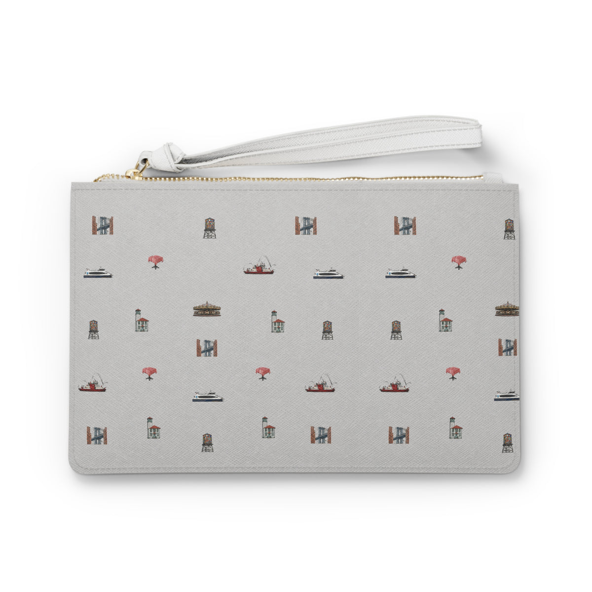 Icons of DUMBO Heather Gray Pattern Clutch Bag