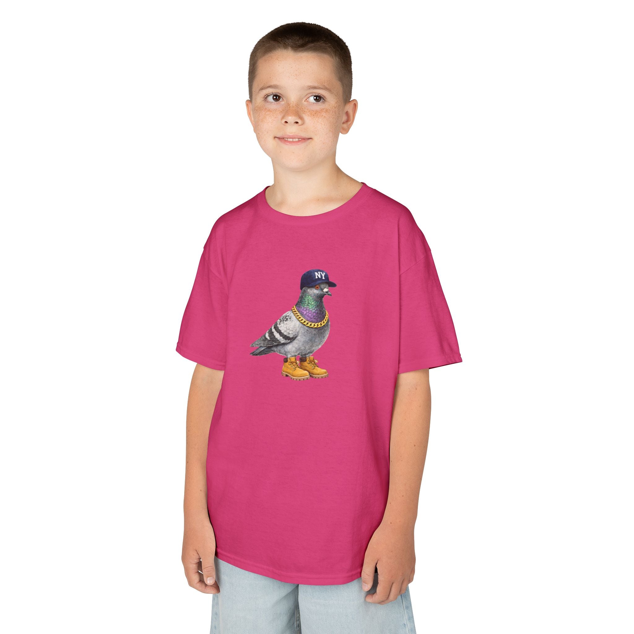 Camiseta infantil personalizable con paloma del Bronx de Nueva York — Camiseta con simpático pájaro aficionado al béisbol para niños