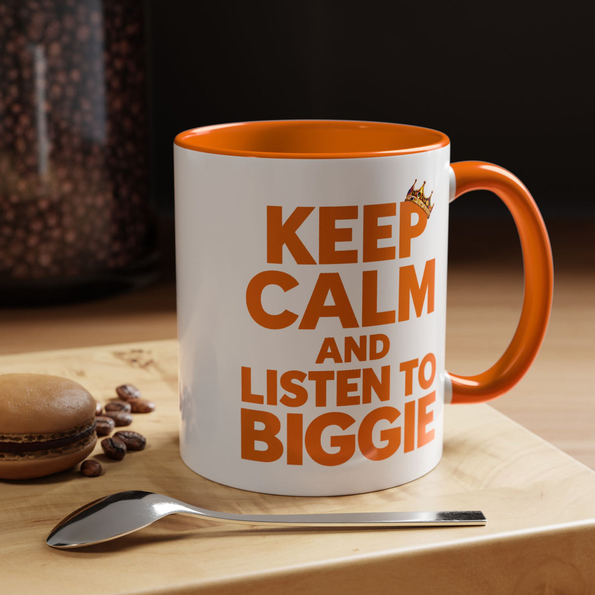 Keep Calm and Listen to Biggie Orange Mug — 11oz and 15oz Ceramic Coffee Cup