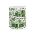 Cobble Hill Green Toile de Jouy Mug | NYC Chinoiserie Ceramic Coffee Cup