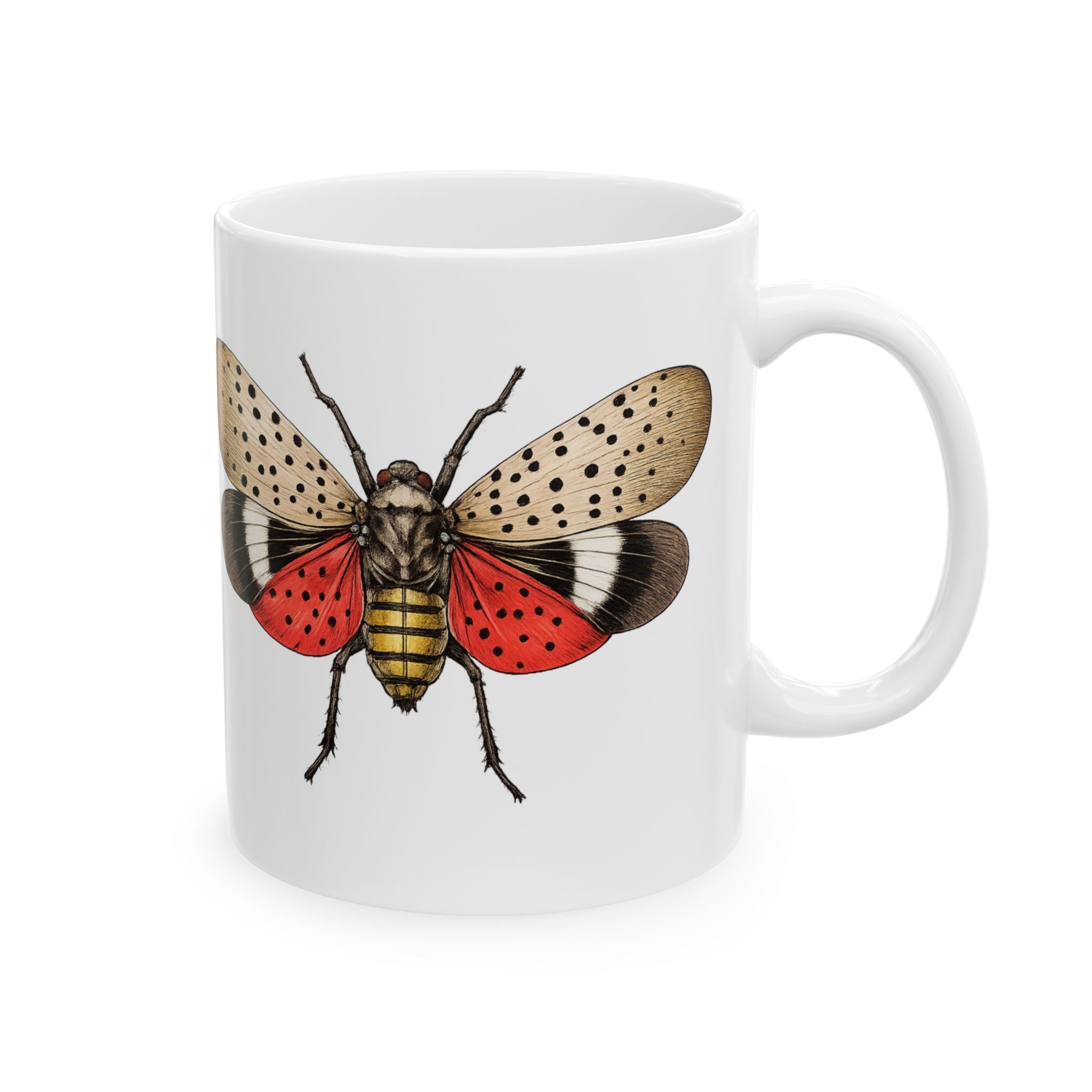 NYC Spotted Lanternfly Ceramic Mug – New York Summer Insect Illustration 11oz