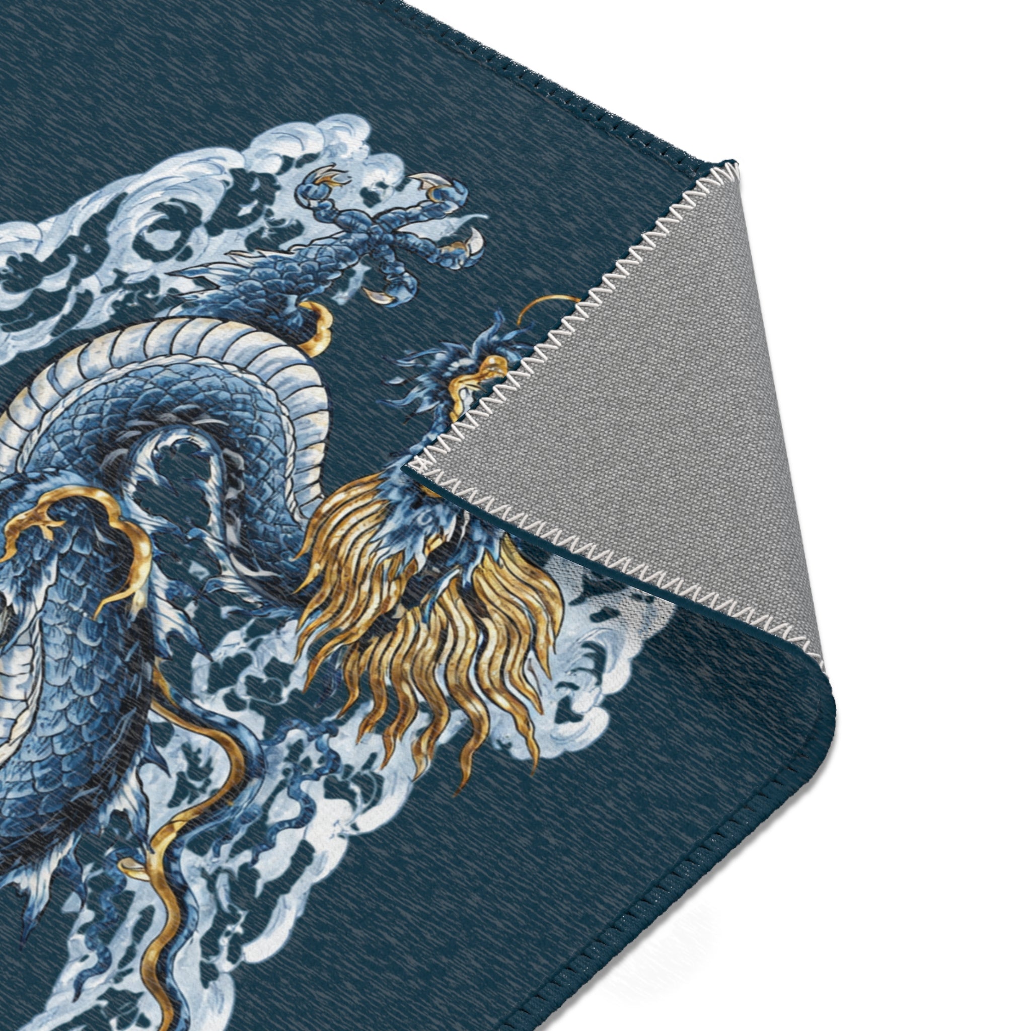 Chinatown Blue Dragon Area Rug – Decorative Floor Mat