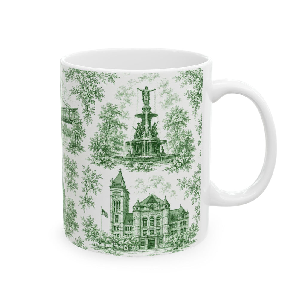 Cincinnati Blue Toile de Jouy Ceramic Mug — Coffee mug 11oz