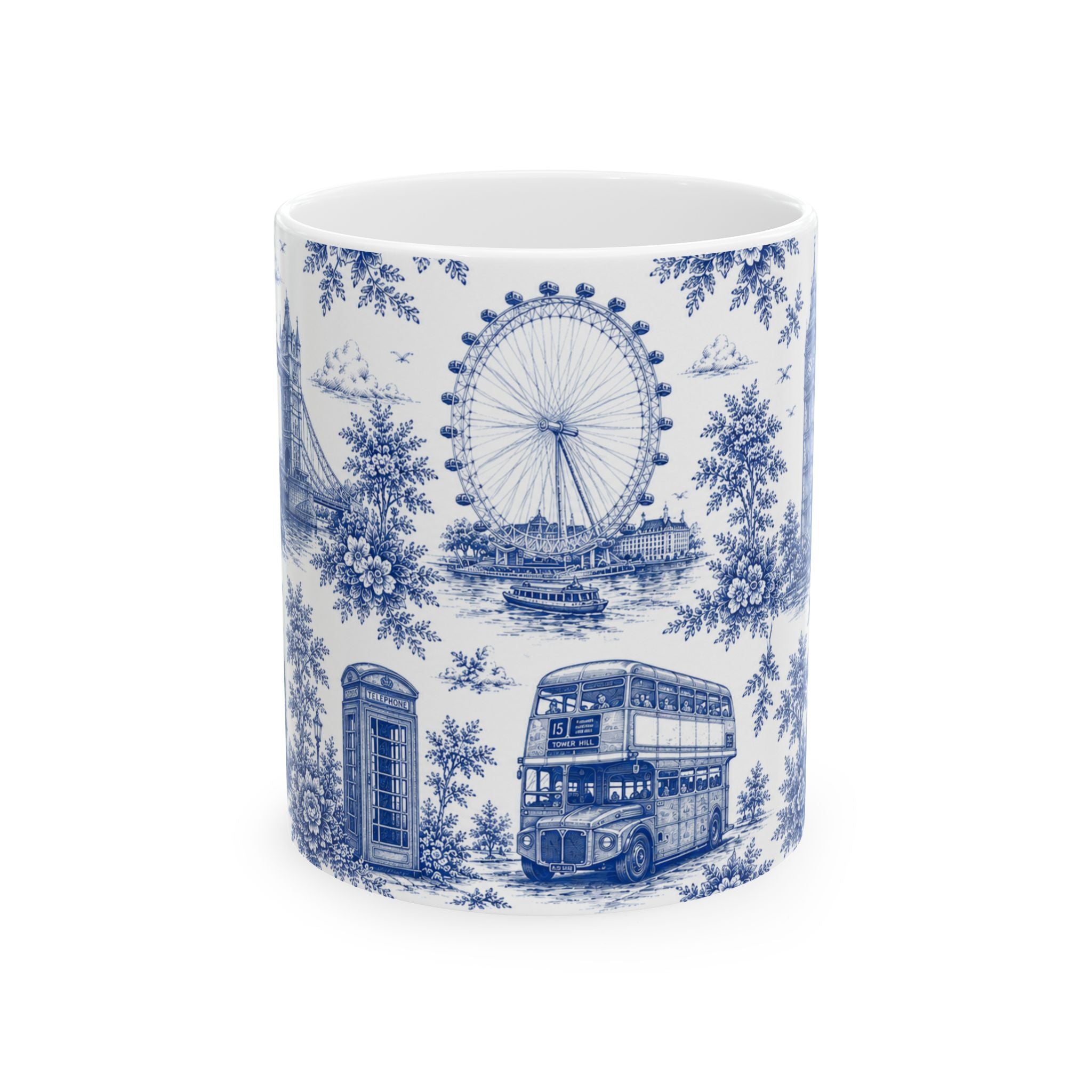London Blue Toile du Jouy Ceramic Mug – Vintage London Icons (11oz)