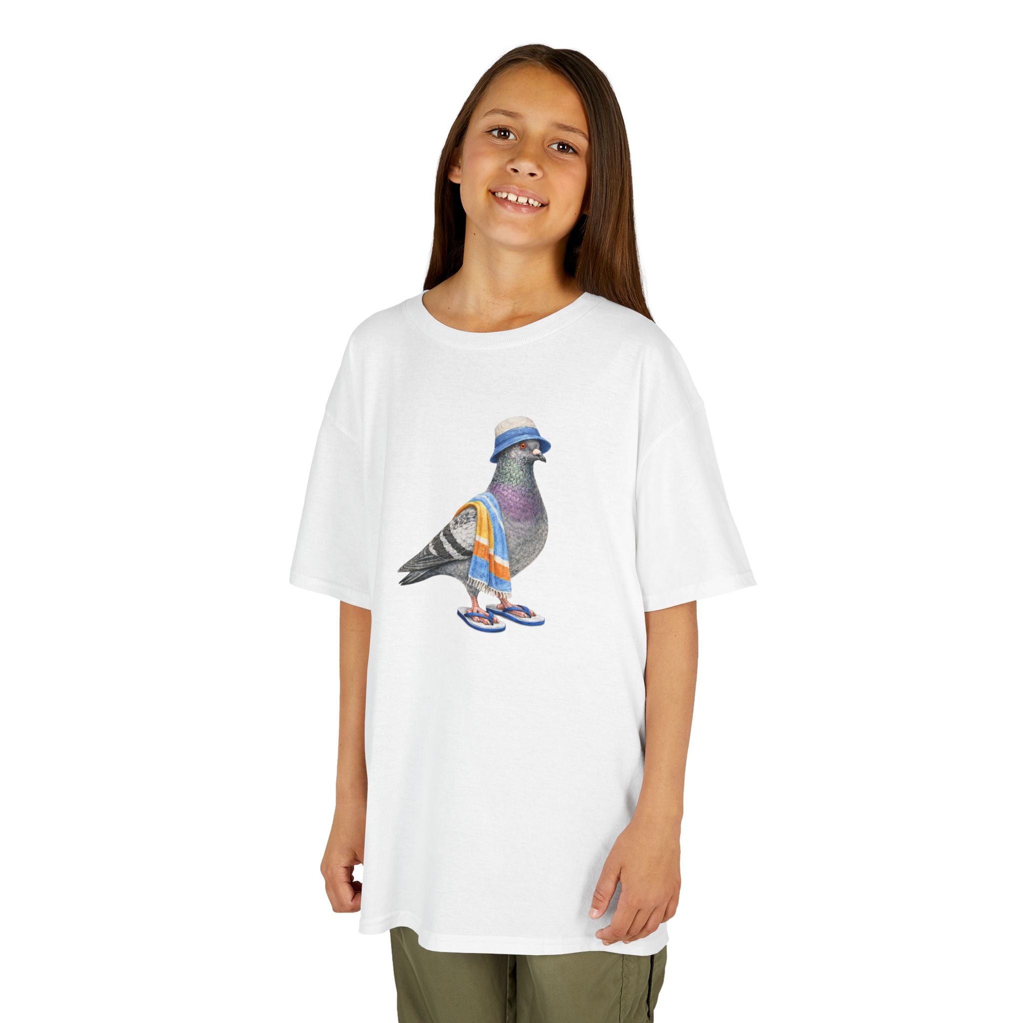 Customizable Coney Island NYC Pigeon Kid Tee —  Cute Bird Beach Bum T-Shirt for Children